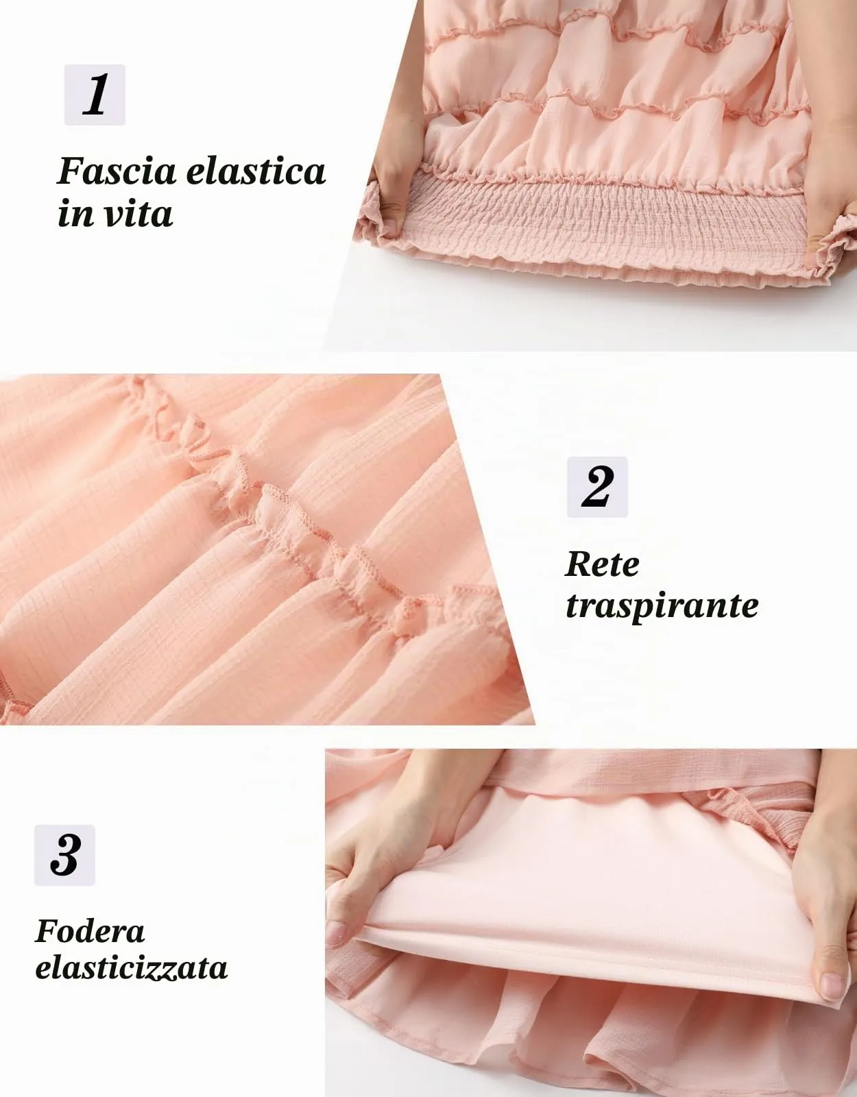 Adigaber Donna Mini Gonna Vita Alta Tinta Unita con Pantaloncini - immagine 6