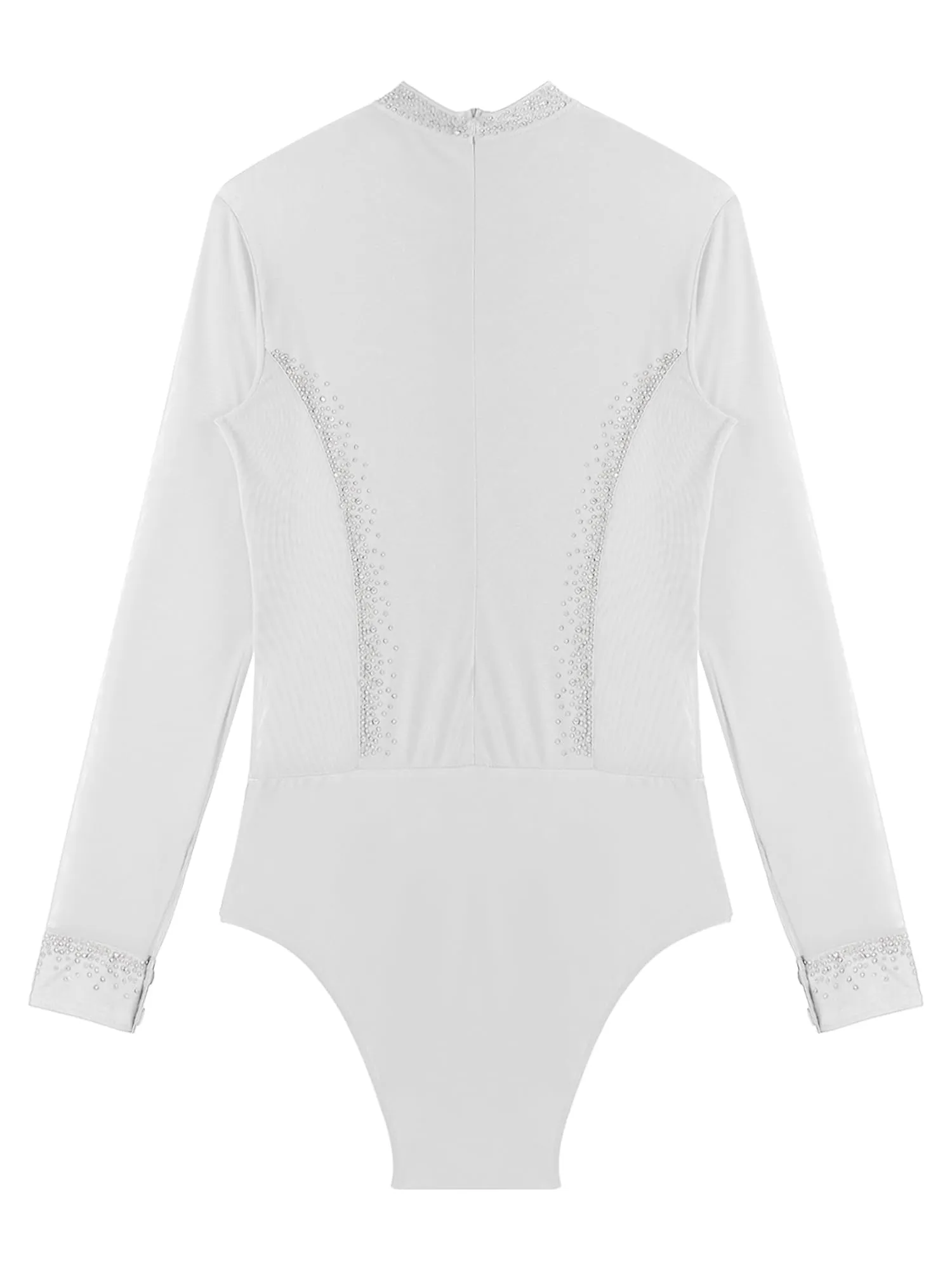 inhzoy Body da Ballo Uomo Latino Americano Tango con Strass, Bianco, XL - immagine 6