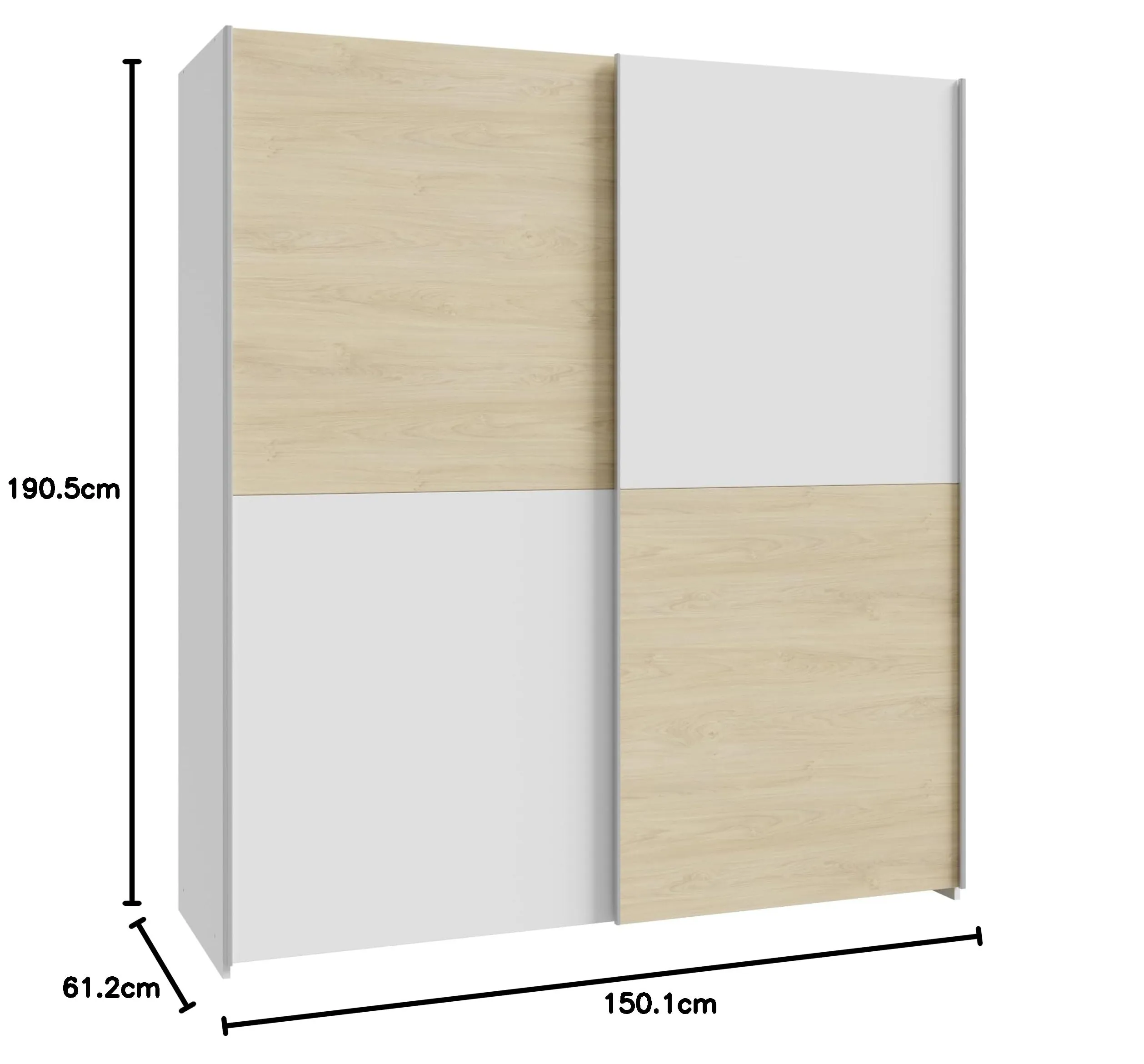 AVANTI TRENDSTORE Freddy Armadio con ante scorrevoli in legno truciolare 150,1x190,5x61,2 cm - immagine 2