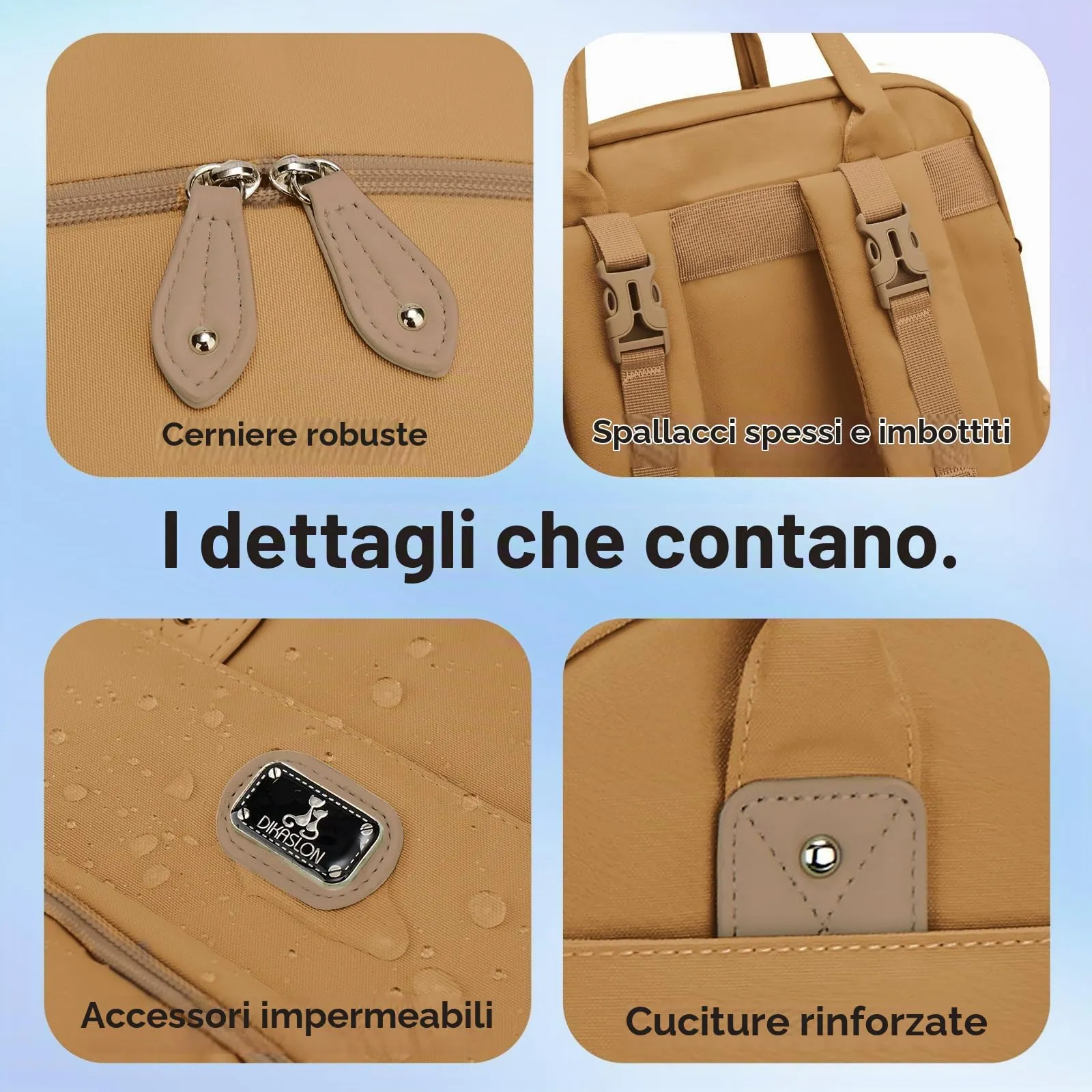 Dikaslon Zaino Fasciatoio Multifunzione con Fasciatoio Portatile e Cinturini per Passeggino, Marrone Chiaro - immagine 5