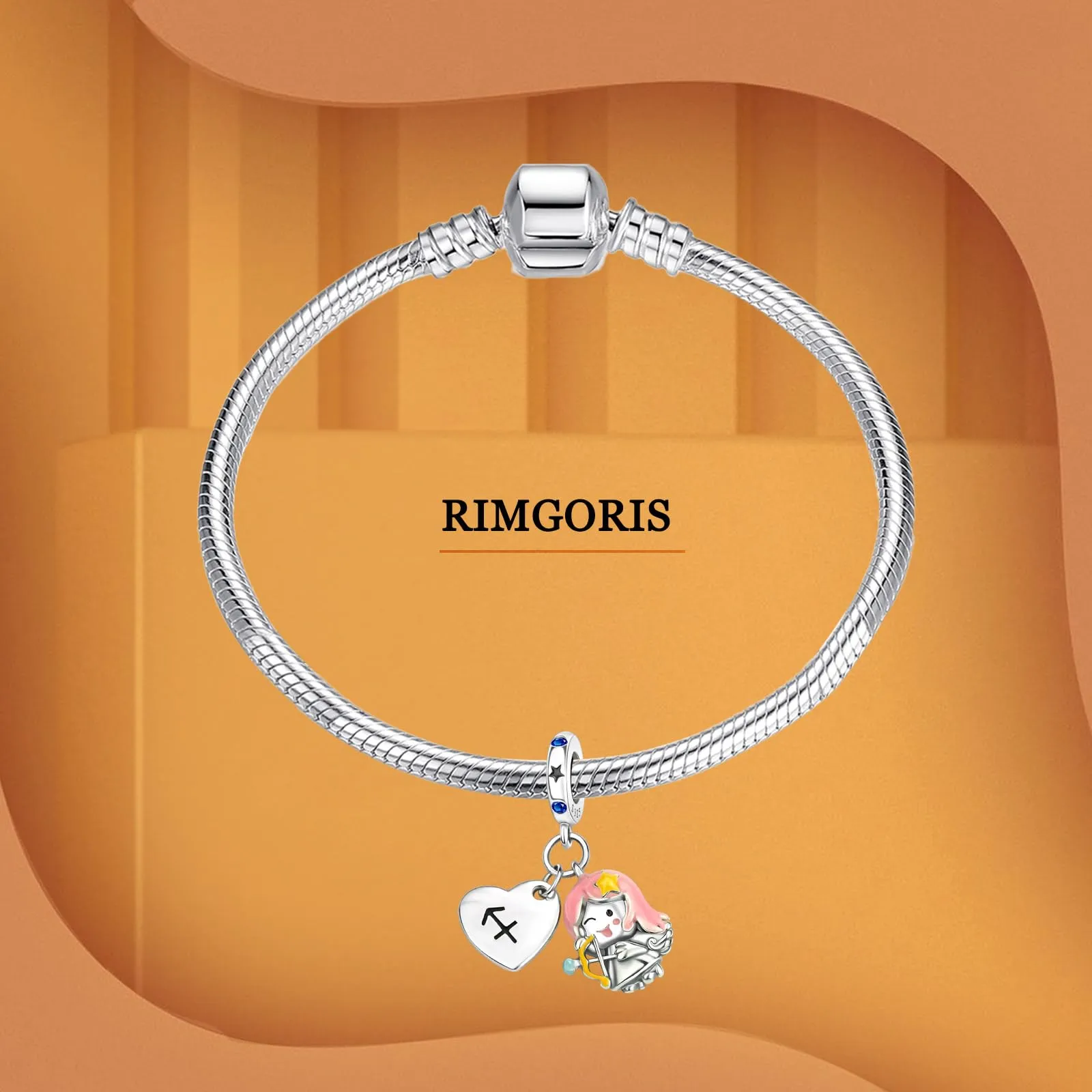 Rimgoris 925 Sterling Silver Sagittarius Constellation Luminous Charm Pendant for Bracelets and Necklaces with Zirconia - immagine 3