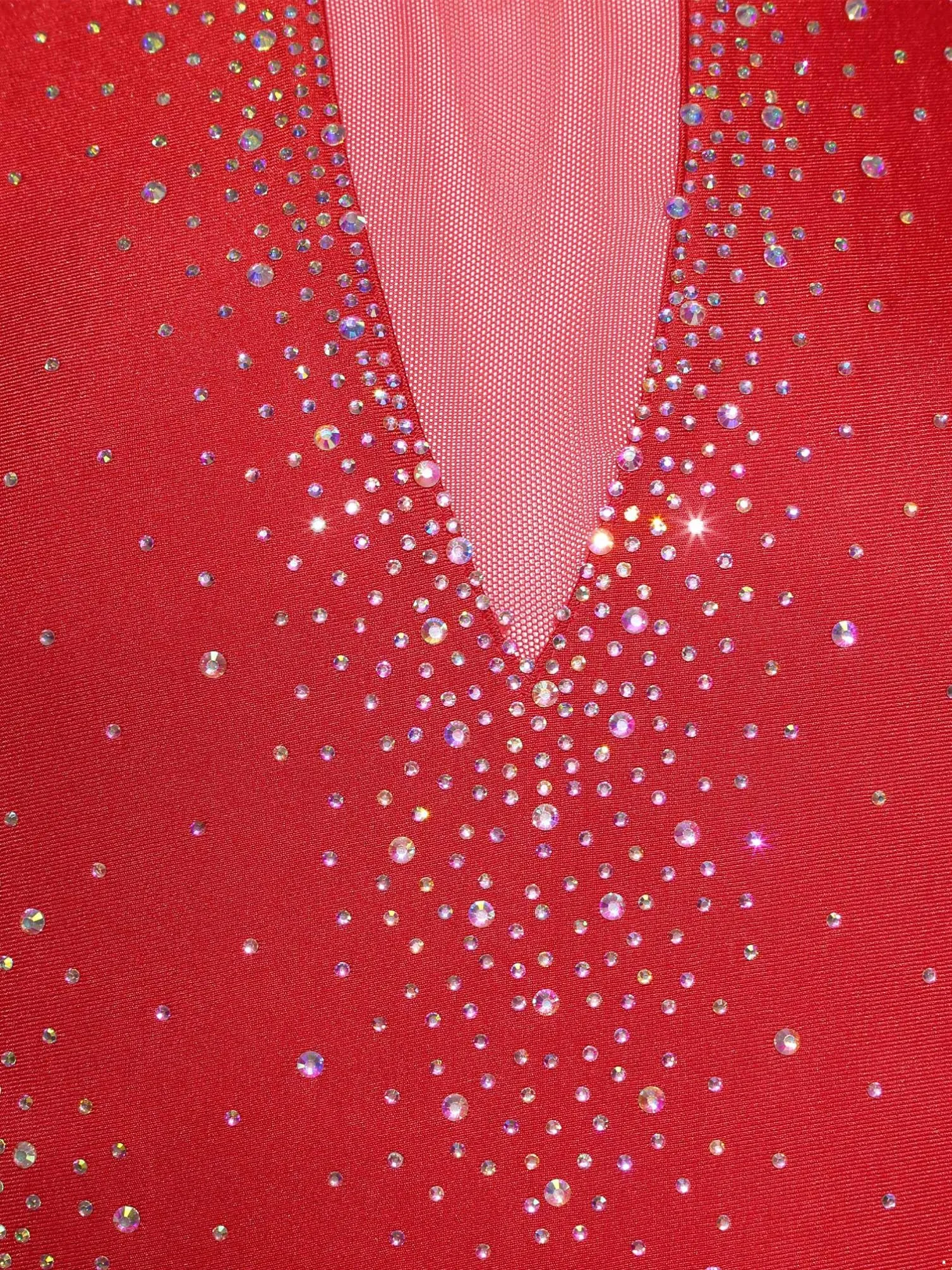 inhzoy Body da Ballo Uomo Latino Americano Tango con Strass, Rosso, L - immagine 6