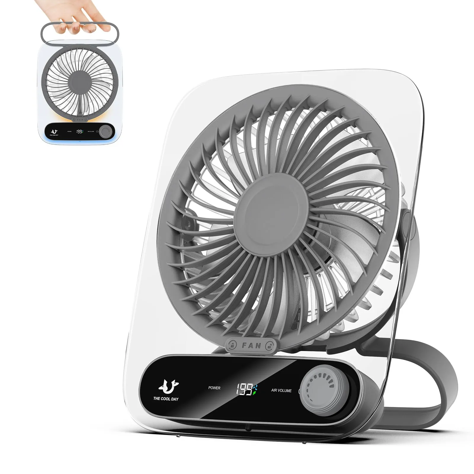 Simpeak Ventilatore da Tavolo Silenzioso con 199 Velocità, Portatile USB, 3000mAh, Grigio - immagine 1