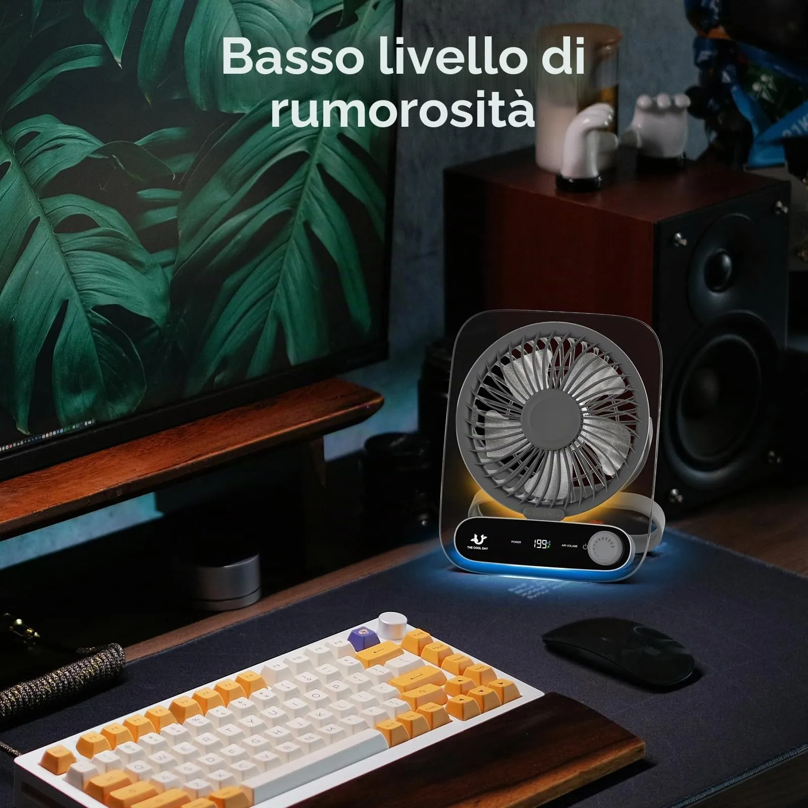 Simpeak Ventilatore da Tavolo Silenzioso con 199 Velocità, Portatile USB, 3000mAh, Grigio - immagine 2
