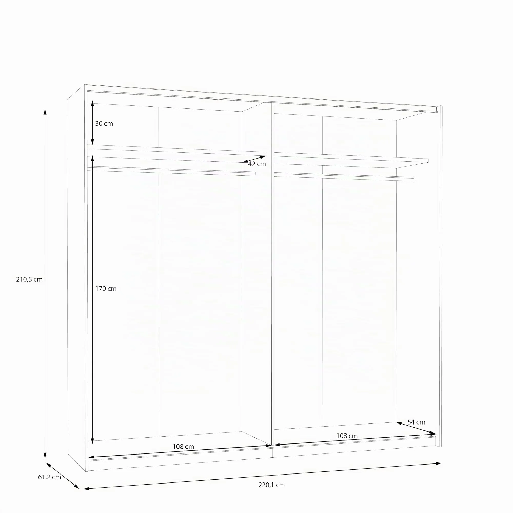 Avanti Trendstore Freddy 2 Armadio con ante scorrevoli in legno truciolare, 220,1x210,5x61,2 cm - immagine 6