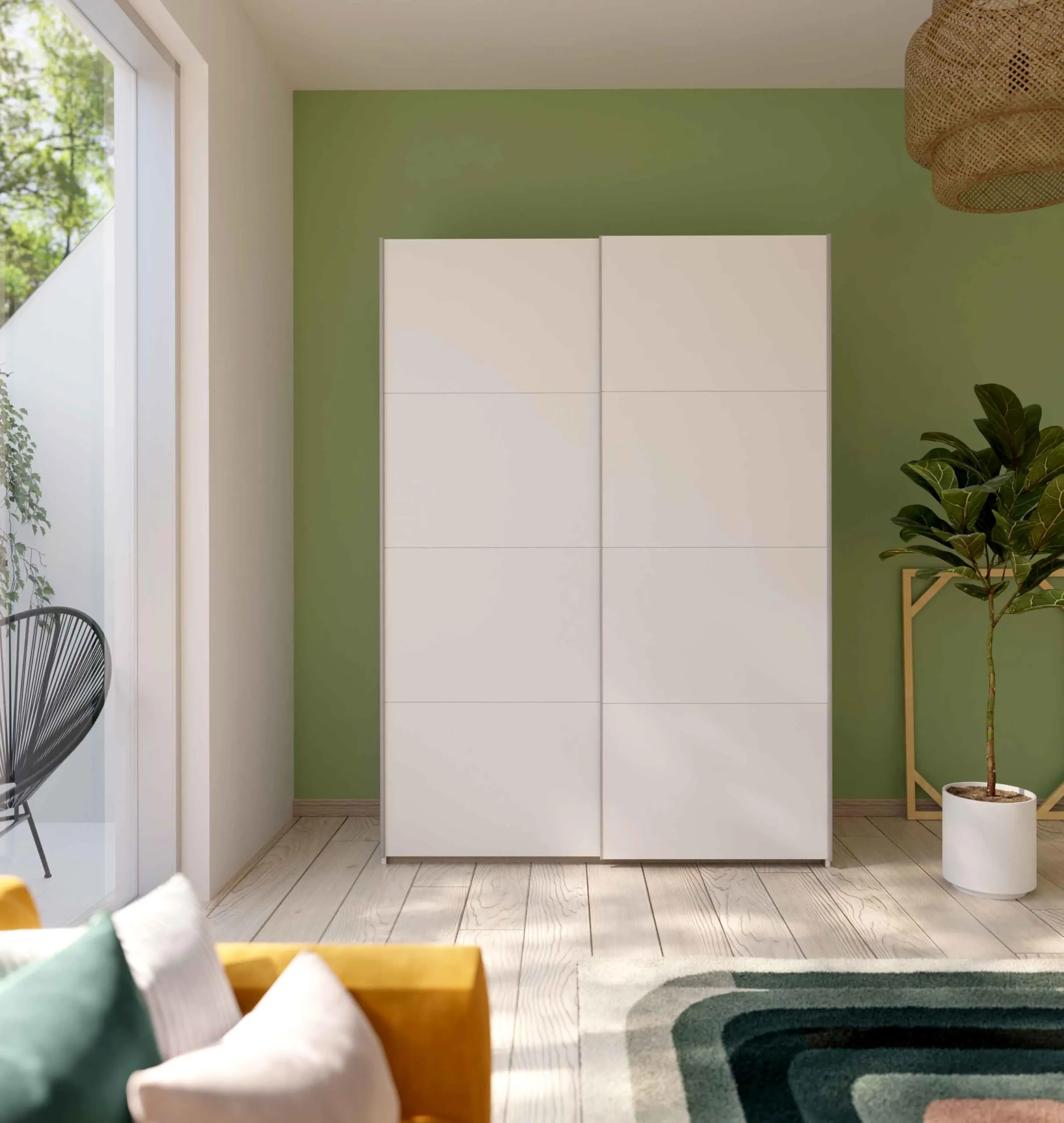 Avanti Trendstore Freddy 2 Armadio con ante scorrevoli in legno truciolare, Bianco, 150,1x210,5x61,2 cm - immagine 5