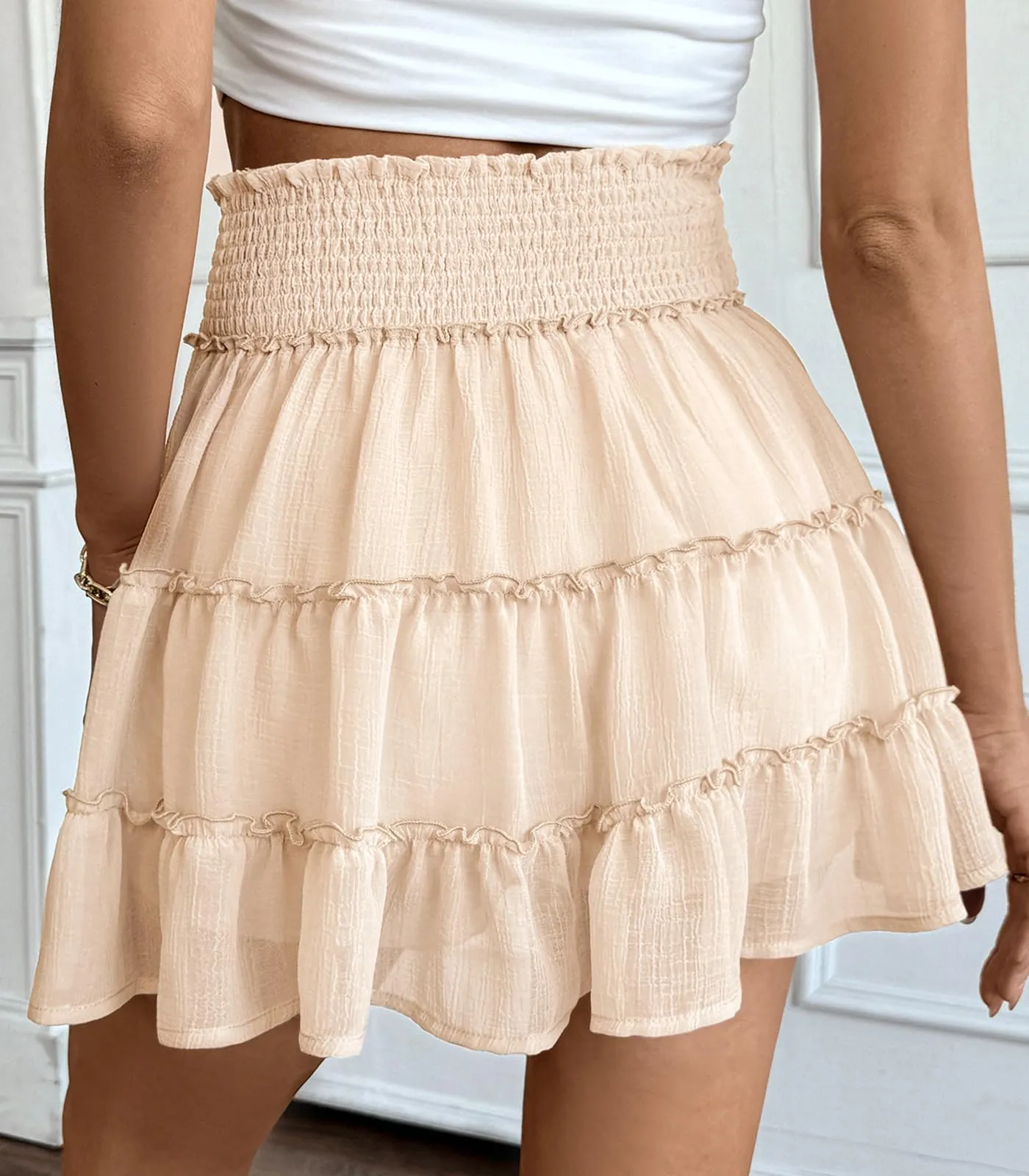 Adigaber Donna Mini Gonna Vita Alta Tinta Unita con Pantaloncini - immagine 3