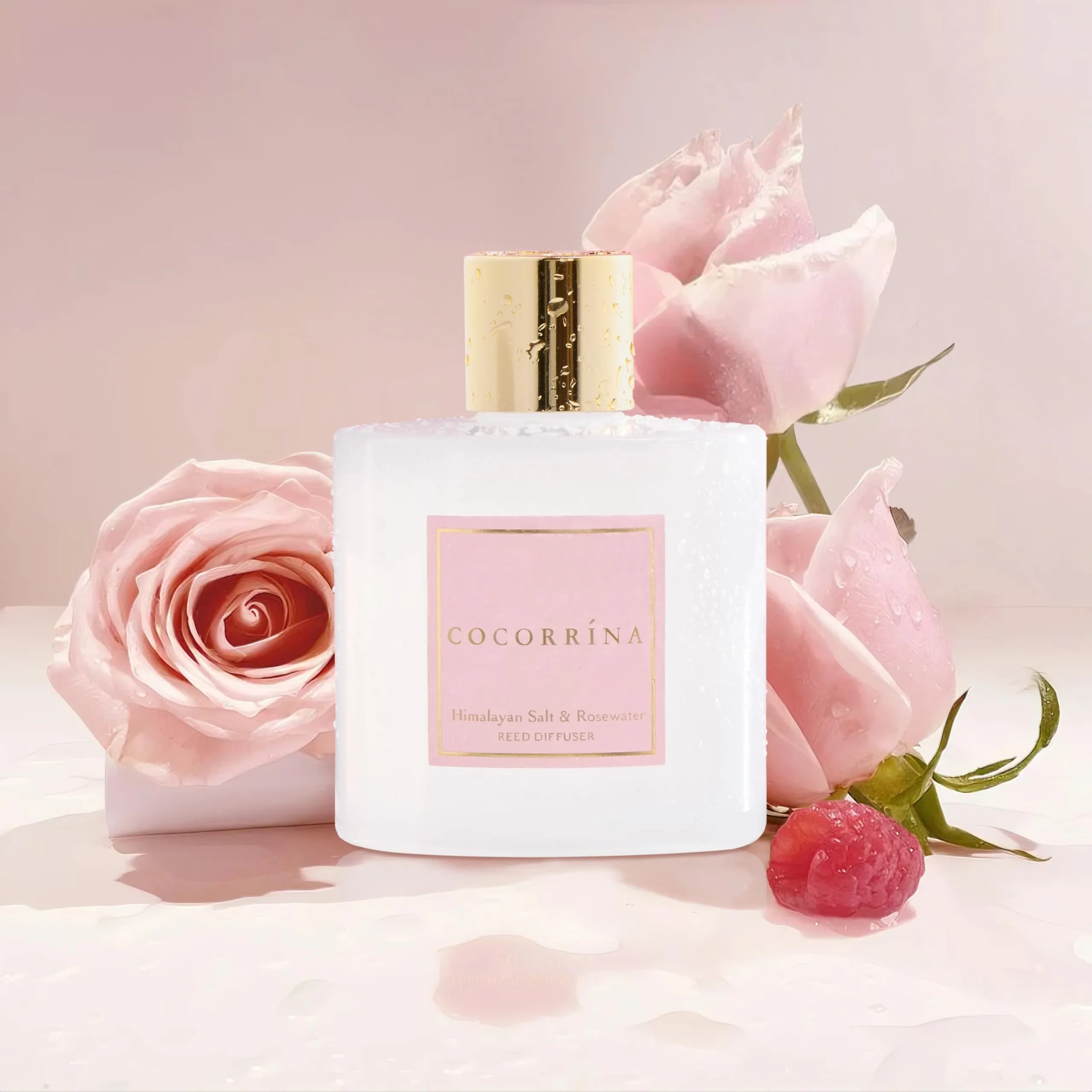 COCORRÍNA Diffusore Profumo Ambiente, Himalayan Salt & Rosewater, 200ml, con 8 Bastoncini - immagine 4