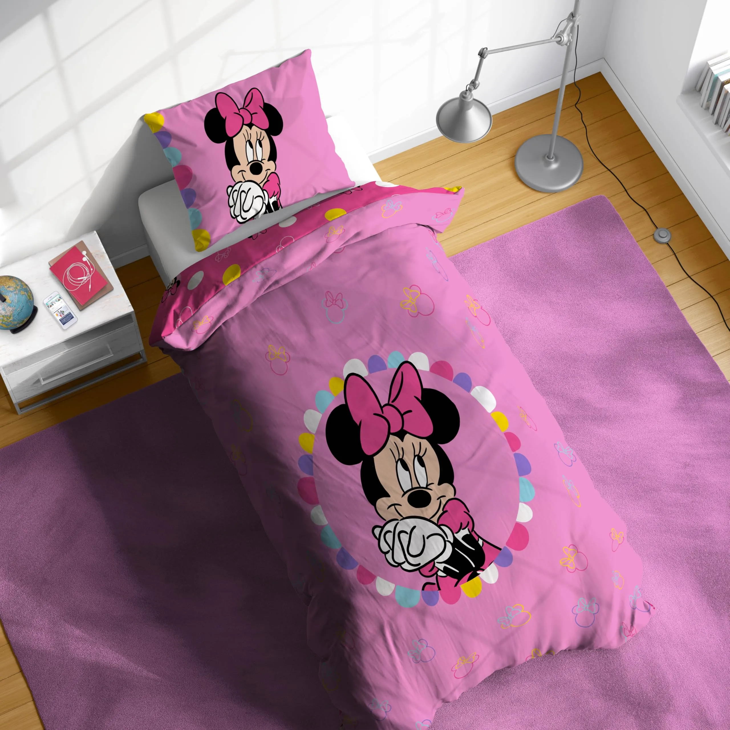 Jay Franco Disney Topolina Rosa Set Copripiumino Singolo in Cotone con Federa 50 x 70 cm - immagine 6