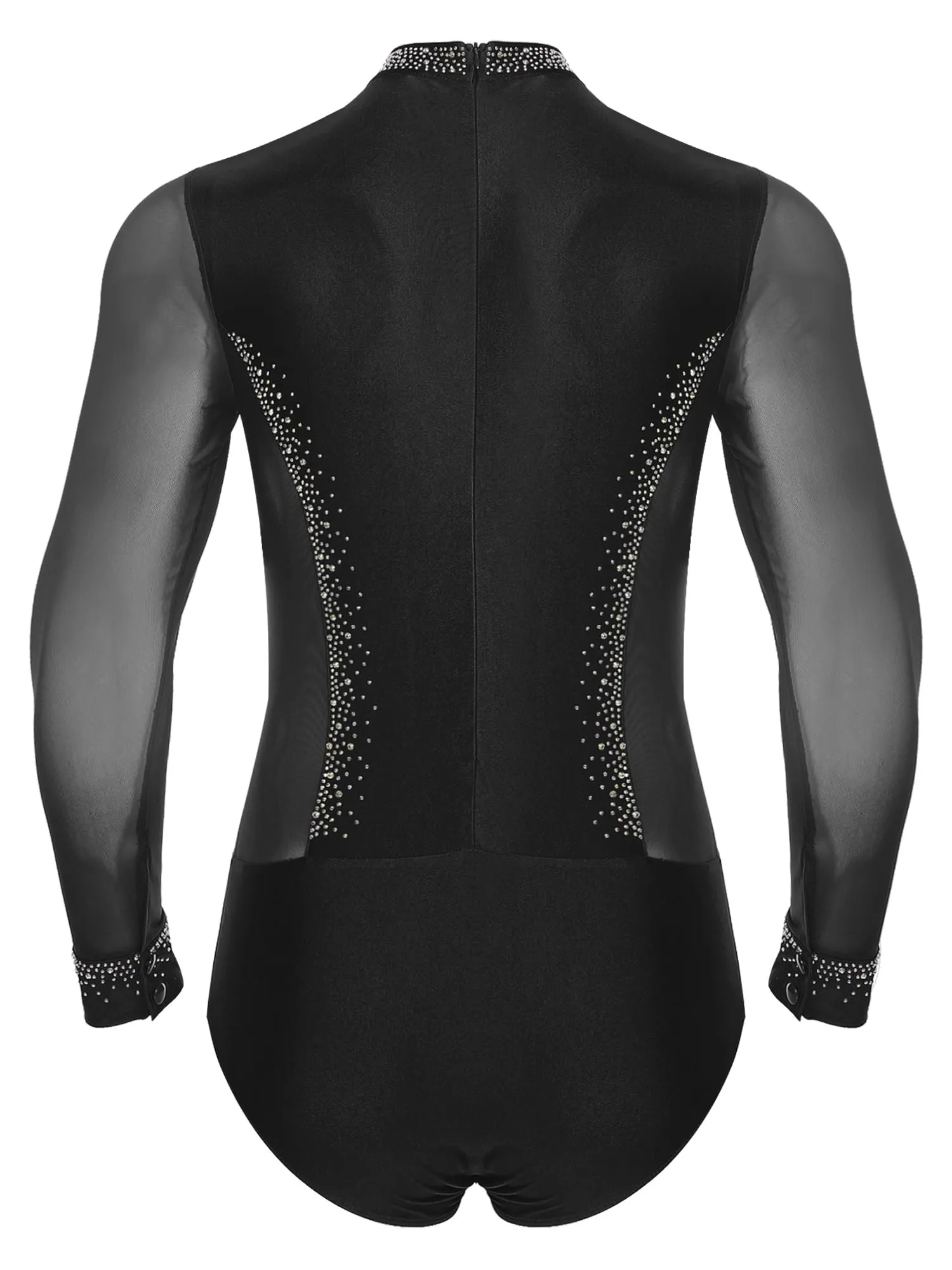 inhzoy Body da Ballo Uomo Latino Americano Tango con Strass, Nero, L - immagine 4