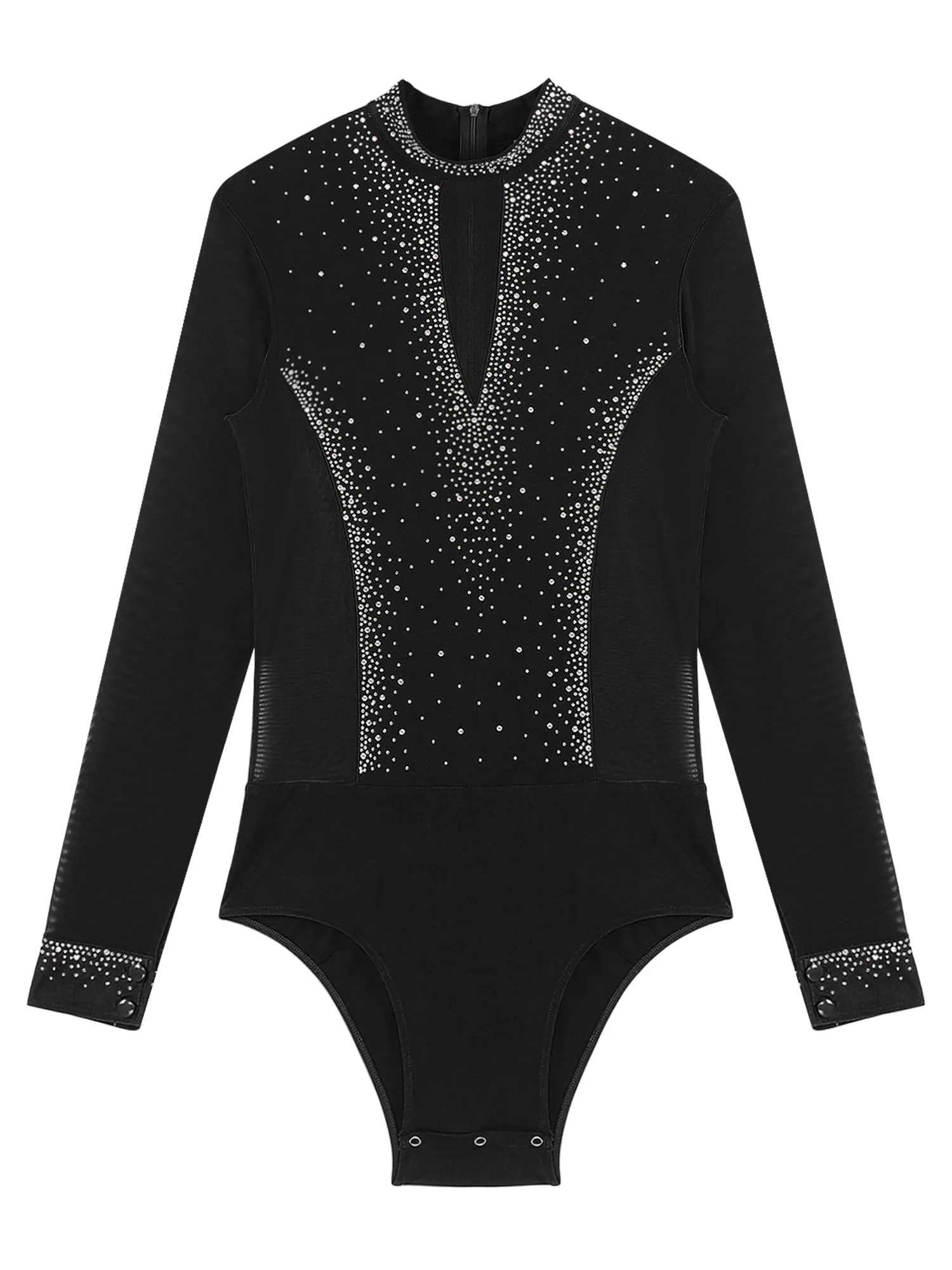 inhzoy Body da Ballo Uomo Latino Americano Tango con Strass, Nero, L - immagine 5