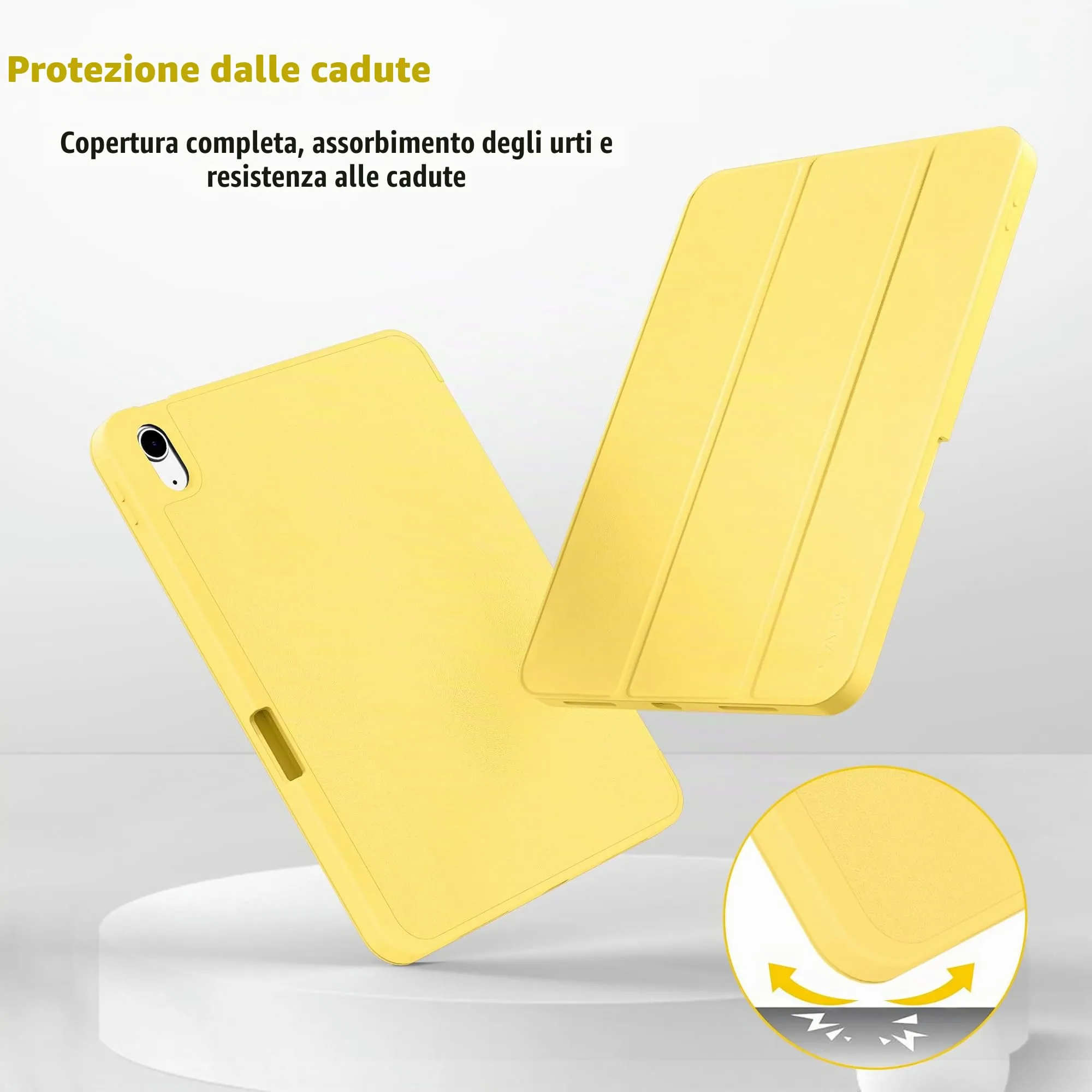 CACOE Cover per iPad 11 Generazione (2025) e iPad 10 Generazione 10.9 pollici (2022) A2757/A2777 - Giallo - immagine 5