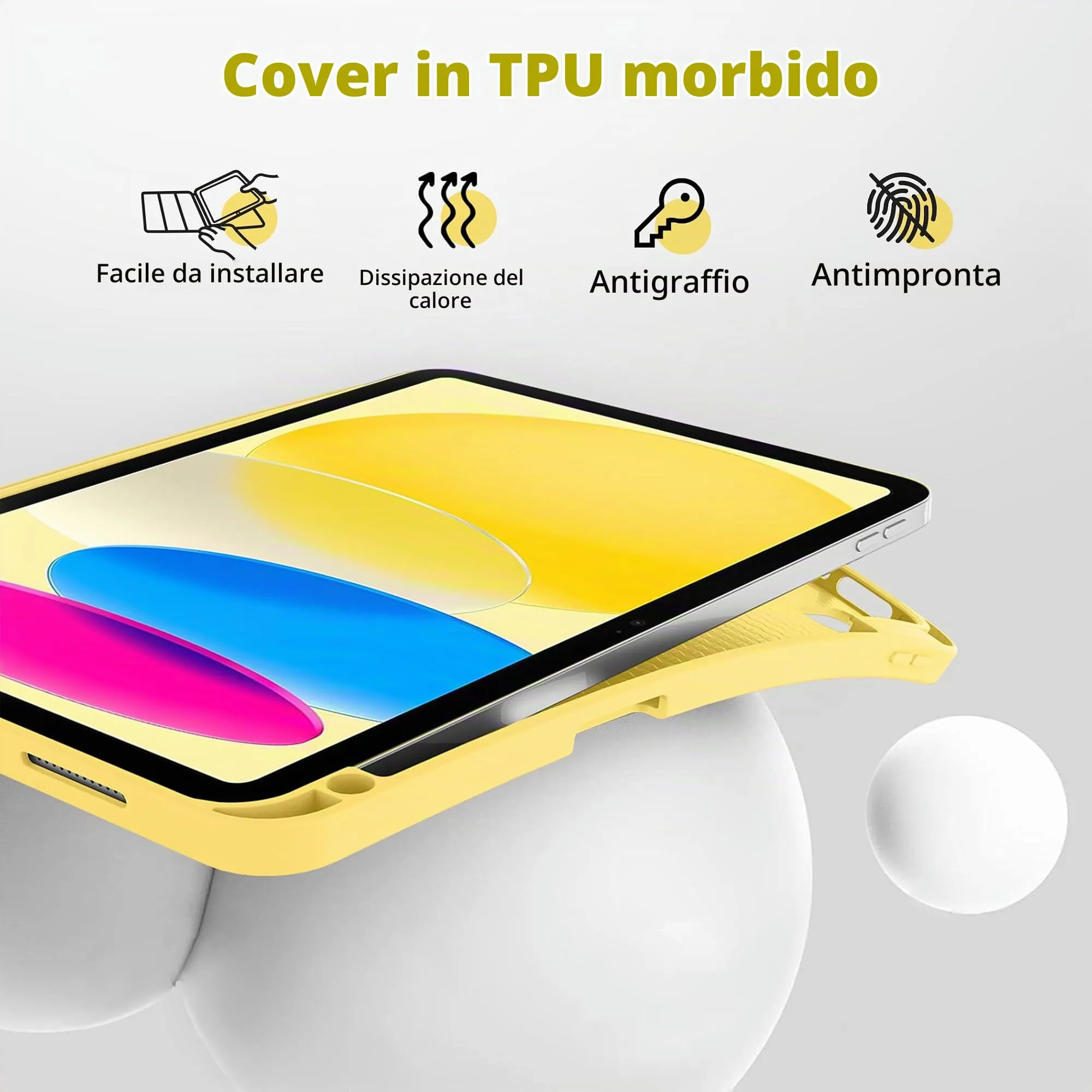 CACOE Cover per iPad 11 Generazione (2025) e iPad 10 Generazione 10.9 pollici (2022) A2757/A2777 - Giallo - immagine 6