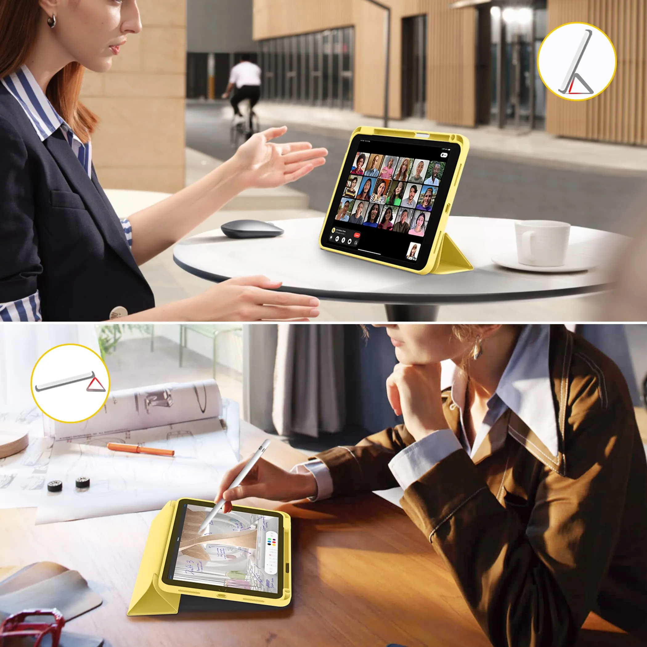 CACOE Cover per iPad 11 Generazione (2025) e iPad 10 Generazione 10.9 pollici (2022) A2757/A2777 - Giallo - immagine 7