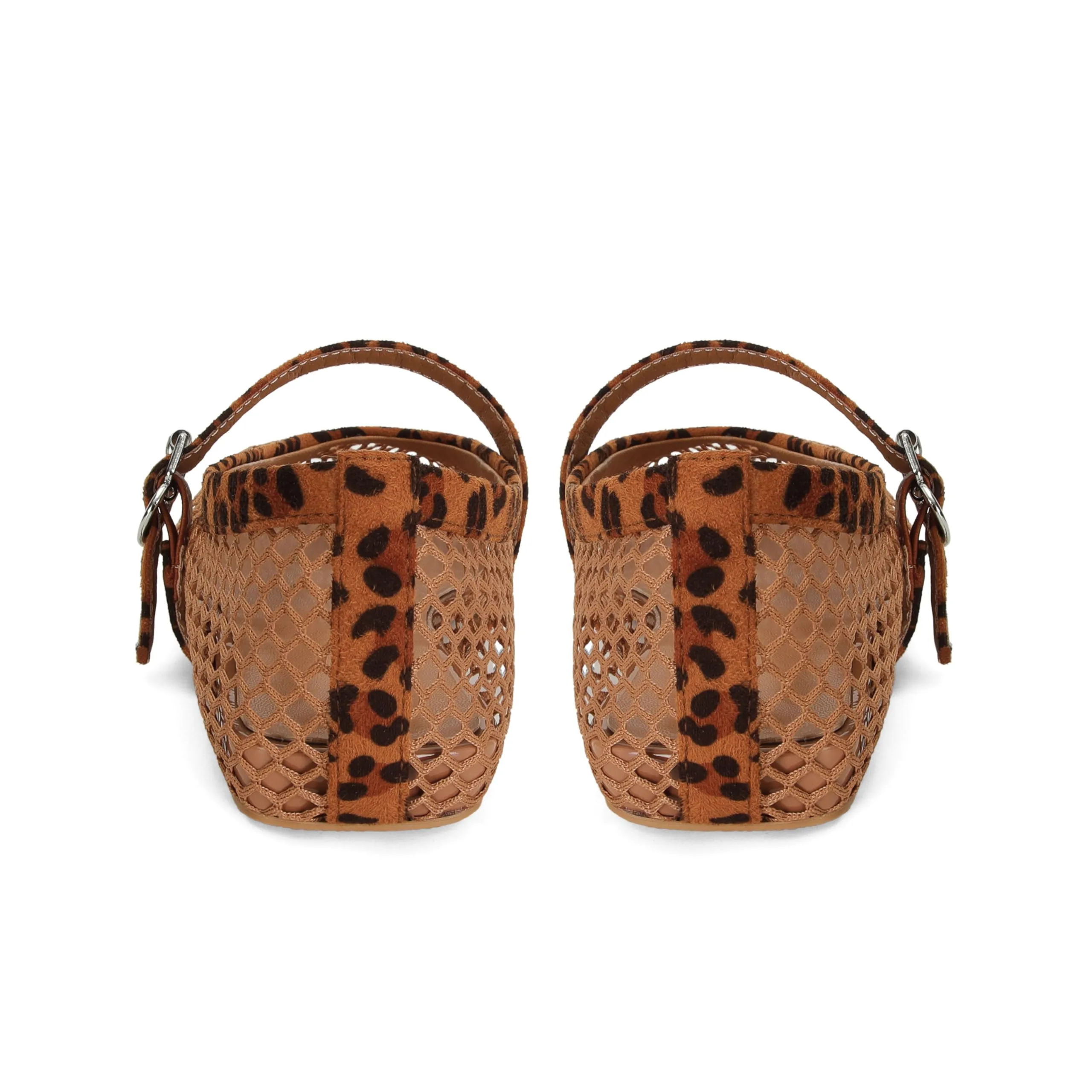 DOEYG Ballerine in rete da donna con fibbia, Marrone leopardato, 39 EU - immagine 6