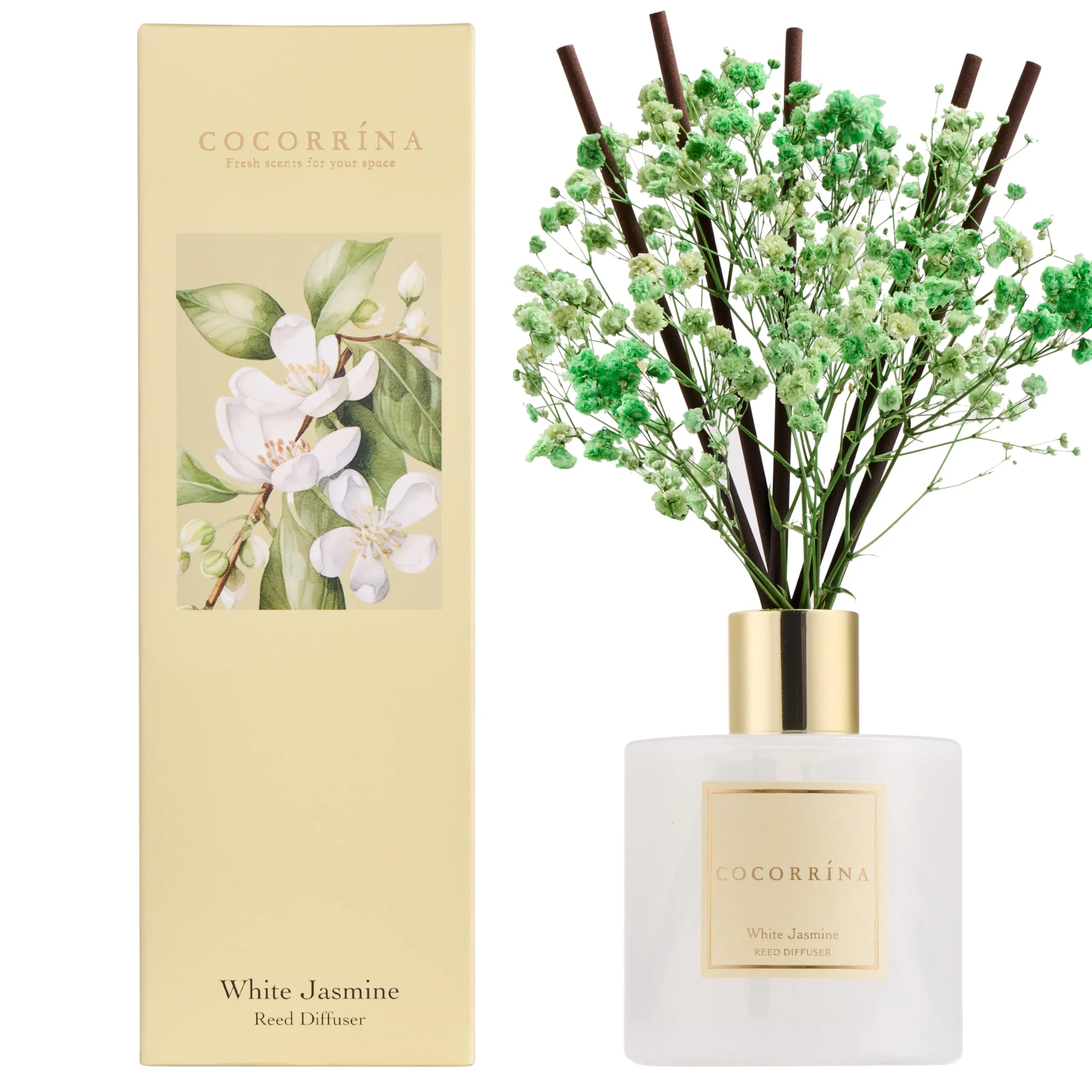 COCORRÍNA Diffusore Profumo Ambiente White Jasmine, 200ml con Bastoncini - immagine 1