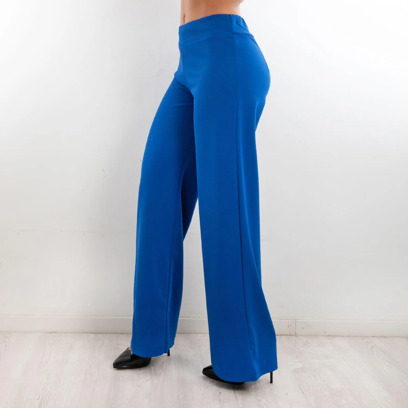 Toocool Pantaloni a Palazzo Basic Elastico in Vita VI-9292 - Blu Elettrico, M - immagine 2