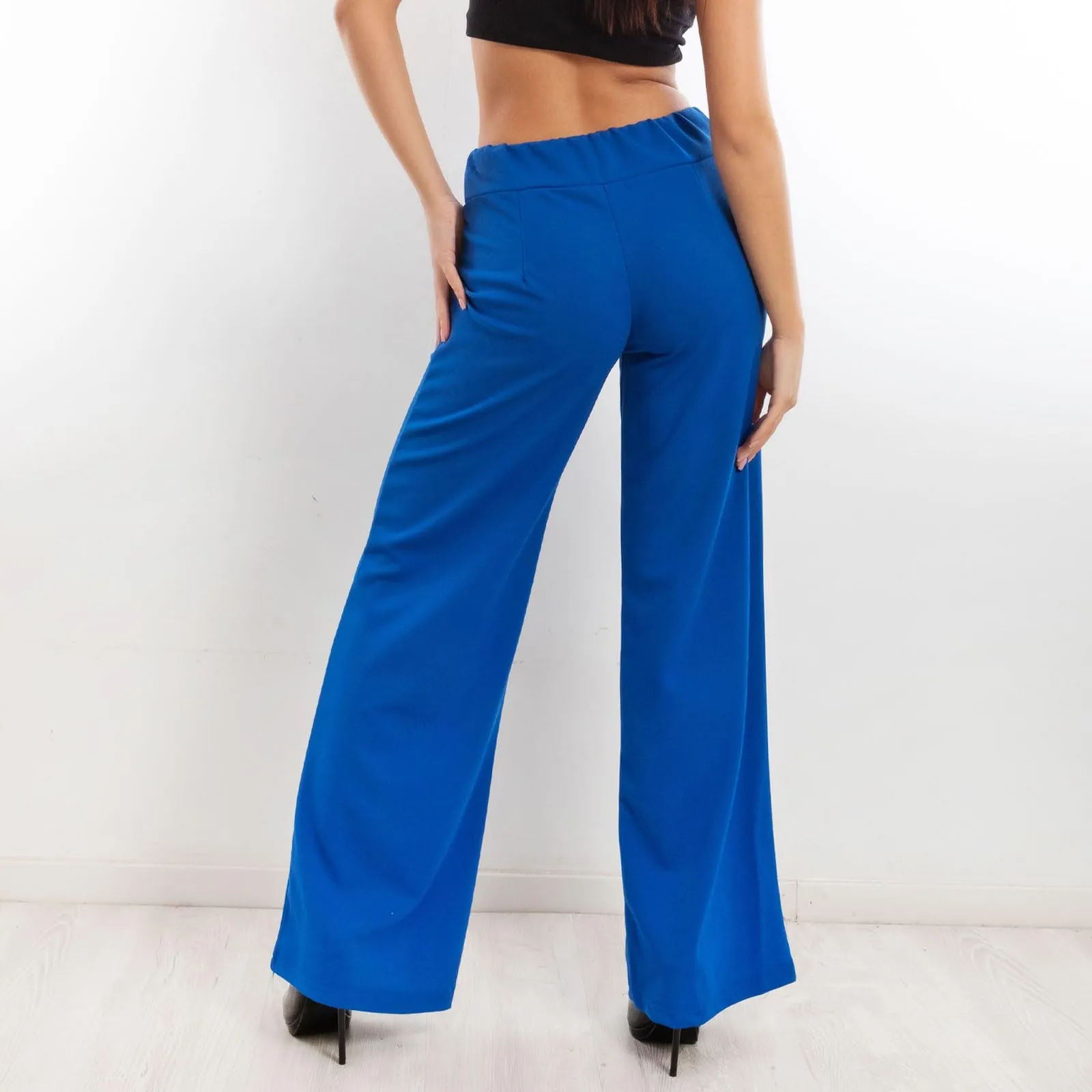 Toocool Pantaloni a Palazzo Basic Elastico in Vita VI-9292 - Blu Elettrico, M - immagine 4