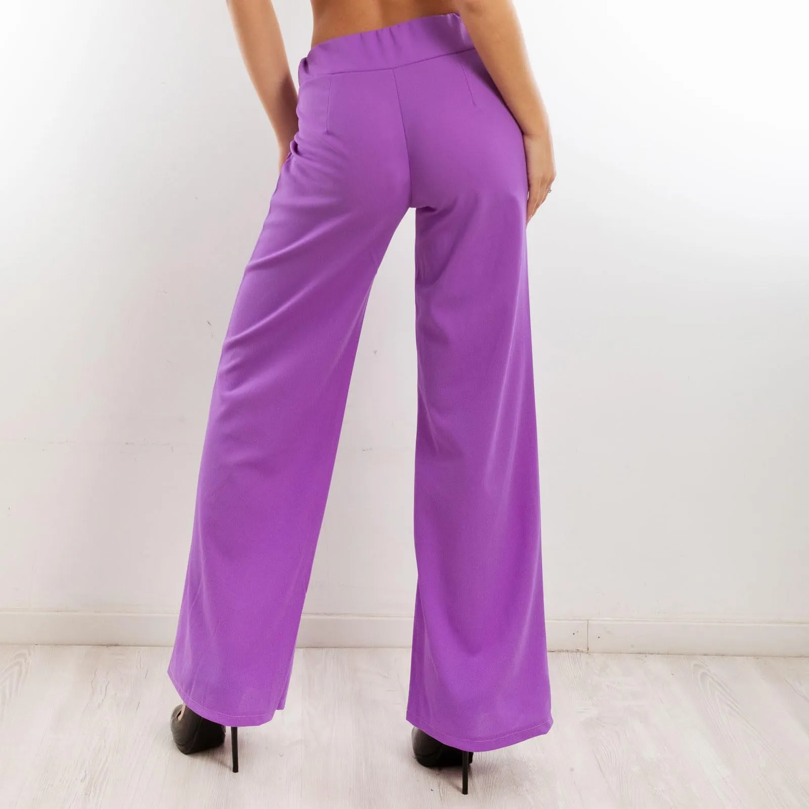 Toocool Pantaloni a Palazzo Basic Elastico in Vita VI-9292, Viola, XL - immagine 3