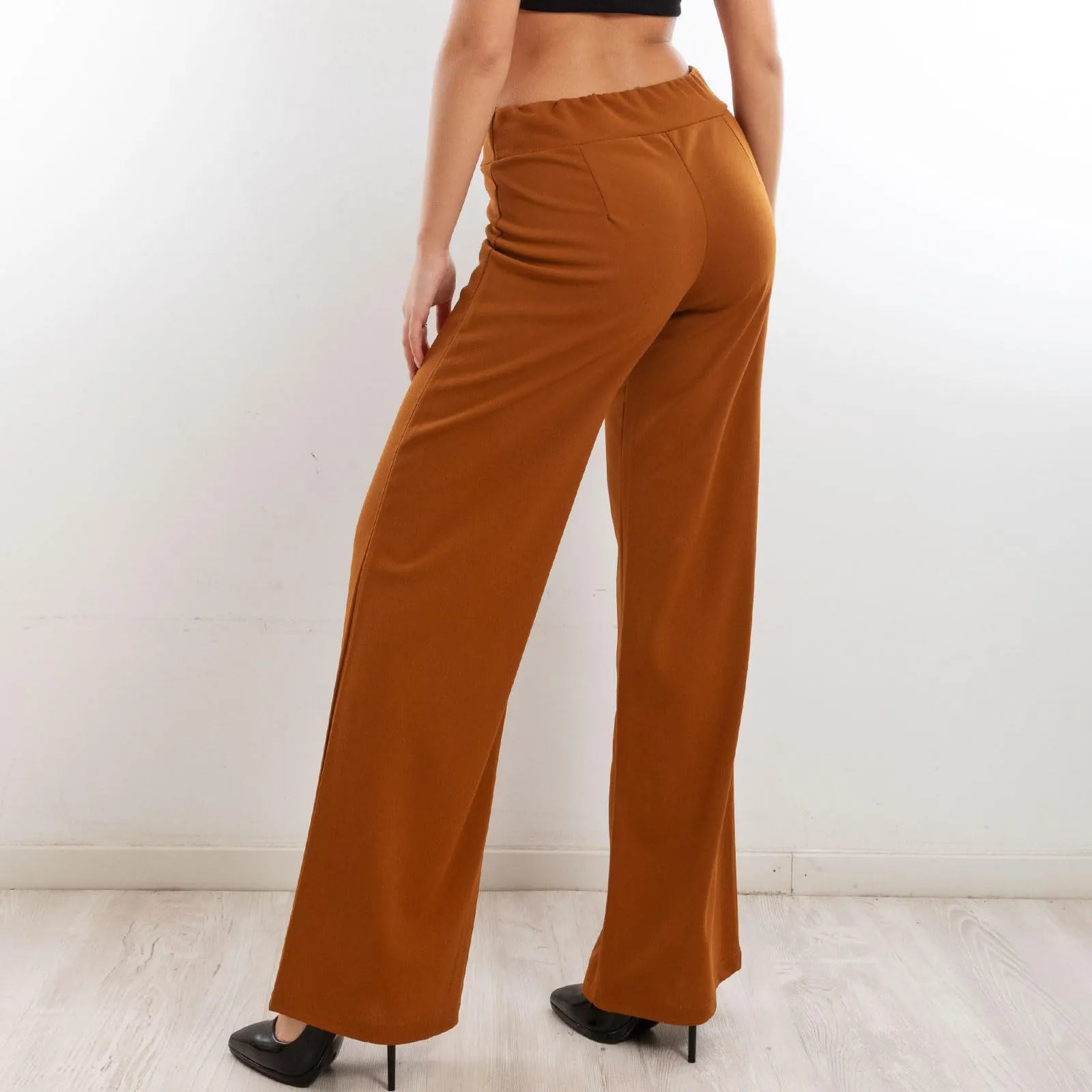 Toocool Pantaloni Donna a Palazzo Basic Elastico in Vita VI-9292 Camel XL - immagine 2