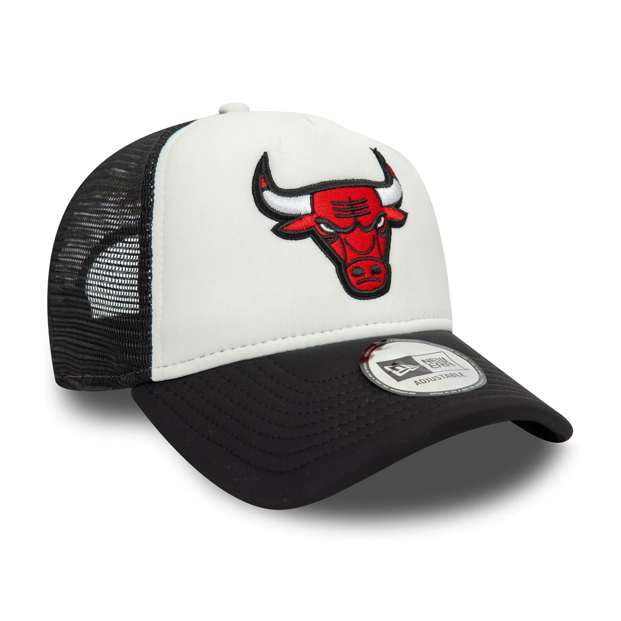 New Era Chicago Bulls Trucker Hat Floral Logo Black White - immagine 3