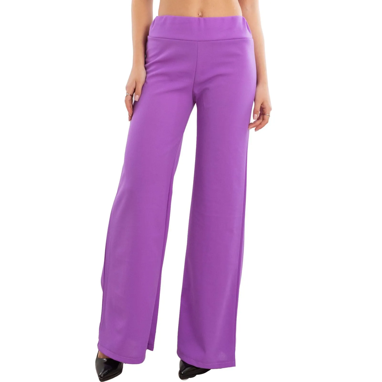 Toocool Pantaloni a Palazzo Basic Elastico in Vita VI-9292 - Viola, M - immagine 1