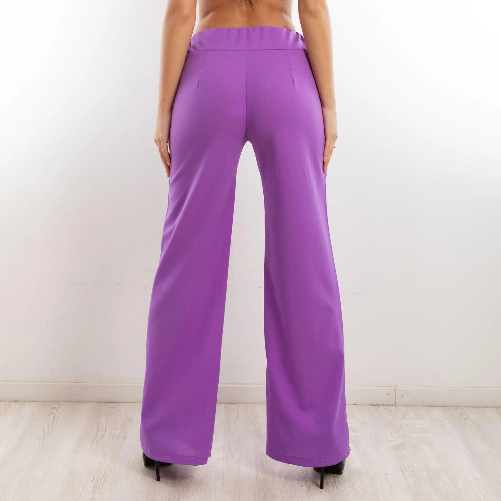 Toocool Pantaloni a Palazzo Basic Elastico in Vita VI-9292 - Viola, M - immagine 2