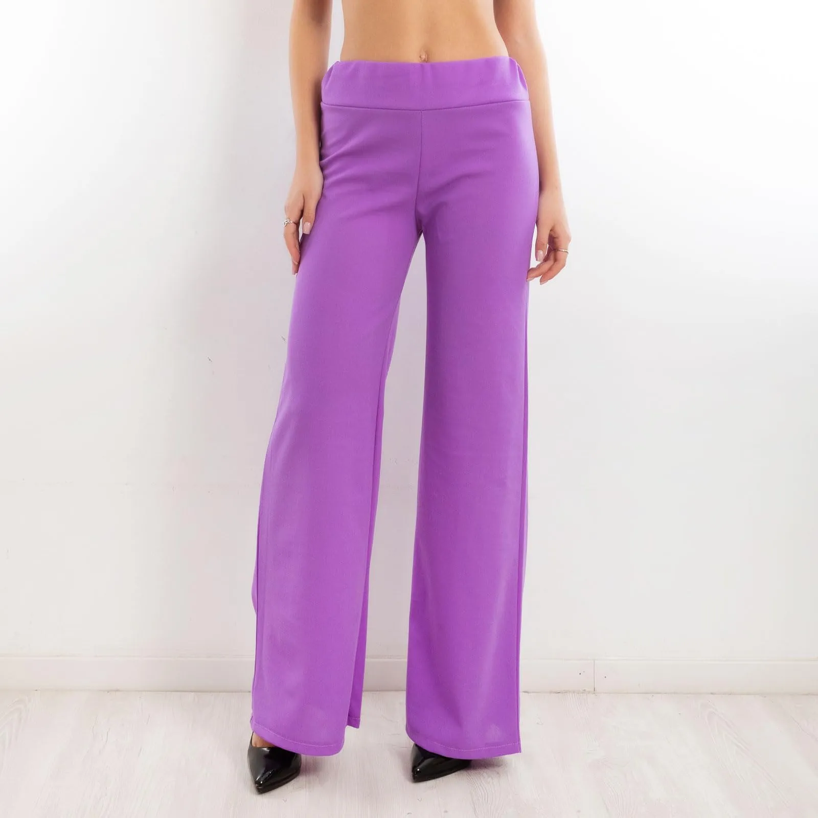 Toocool Pantaloni a Palazzo Basic Elastico in Vita VI-9292 - Viola, M - immagine 7