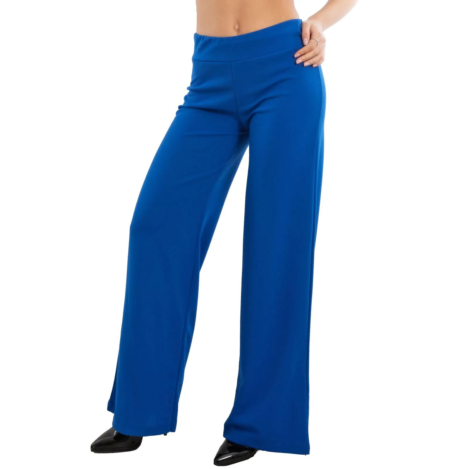Toocool Pantaloni Donna a Palazzo Basic Elastico in Vita VI-9292 Blu Elettrico, L - immagine 1