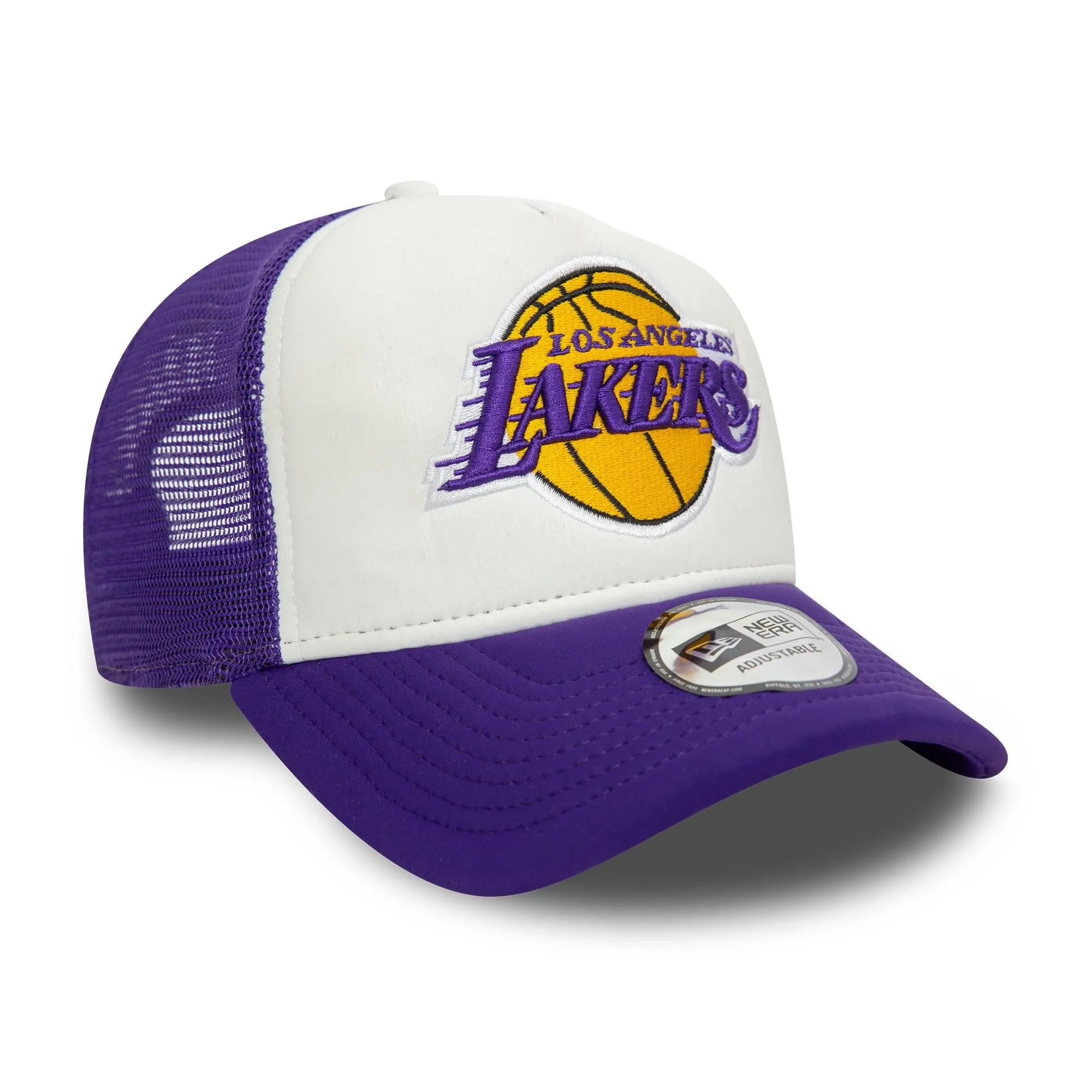 New Era Los Angeles Lakers NBA Berretto da Camionista Regolabile con Logo e Ricamo Floreale - Bianco/Viola - immagine 3