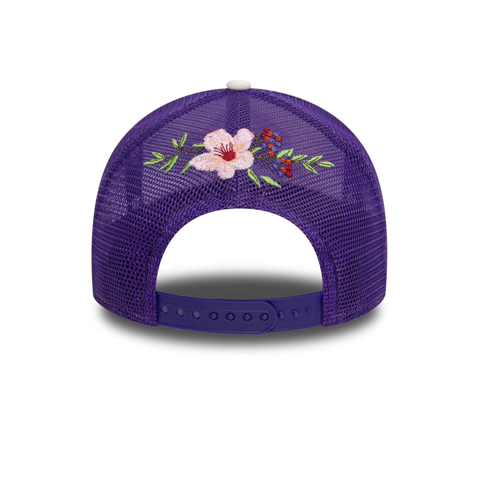 New Era Los Angeles Lakers NBA Berretto da Camionista Regolabile con Logo e Ricamo Floreale - Bianco/Viola - immagine 4