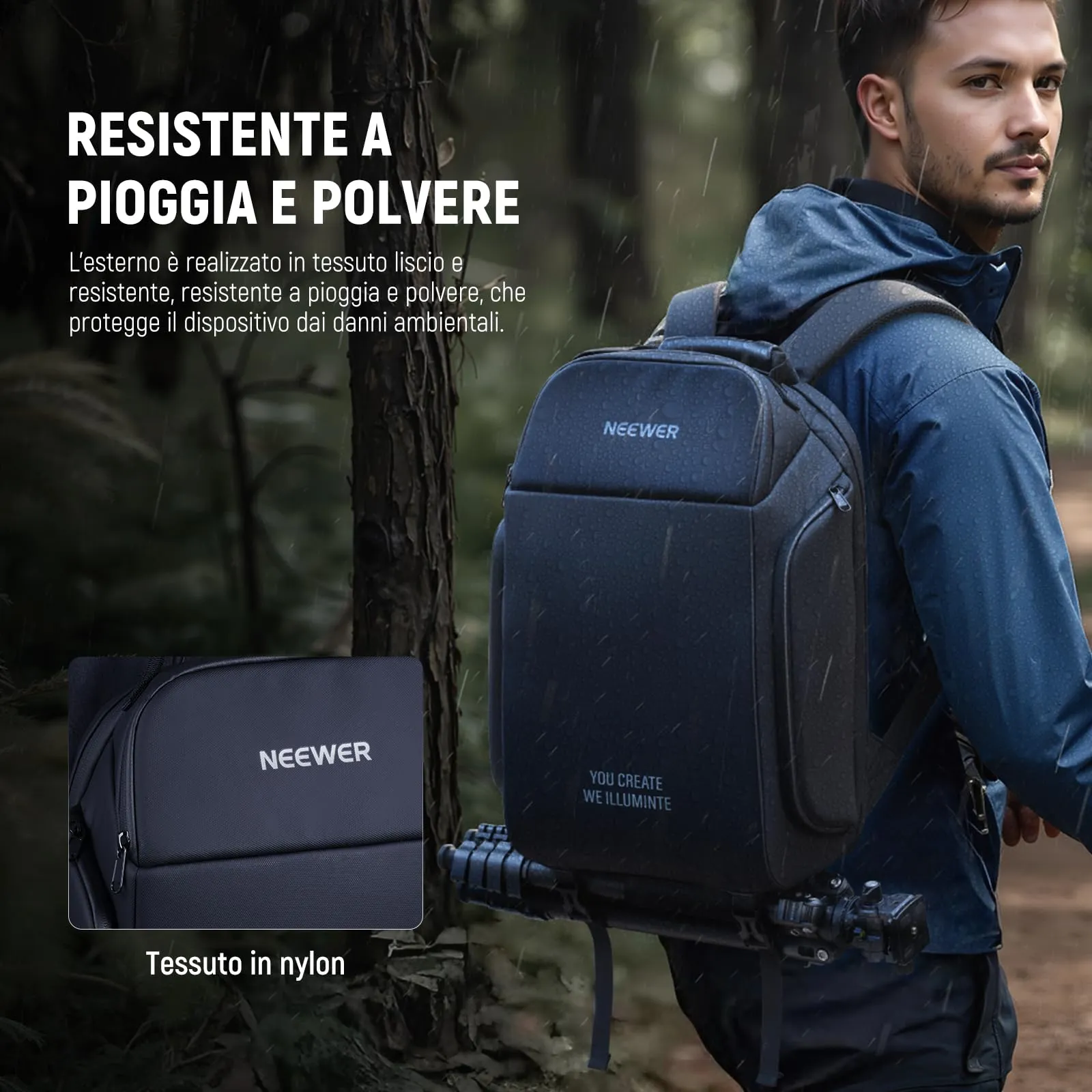 NEEWER BASICS Zaino Fotocamera Digitale Antiurto e Impermeabile per DSLR Mirrorless e Lenti, PB26 Nero - immagine 2