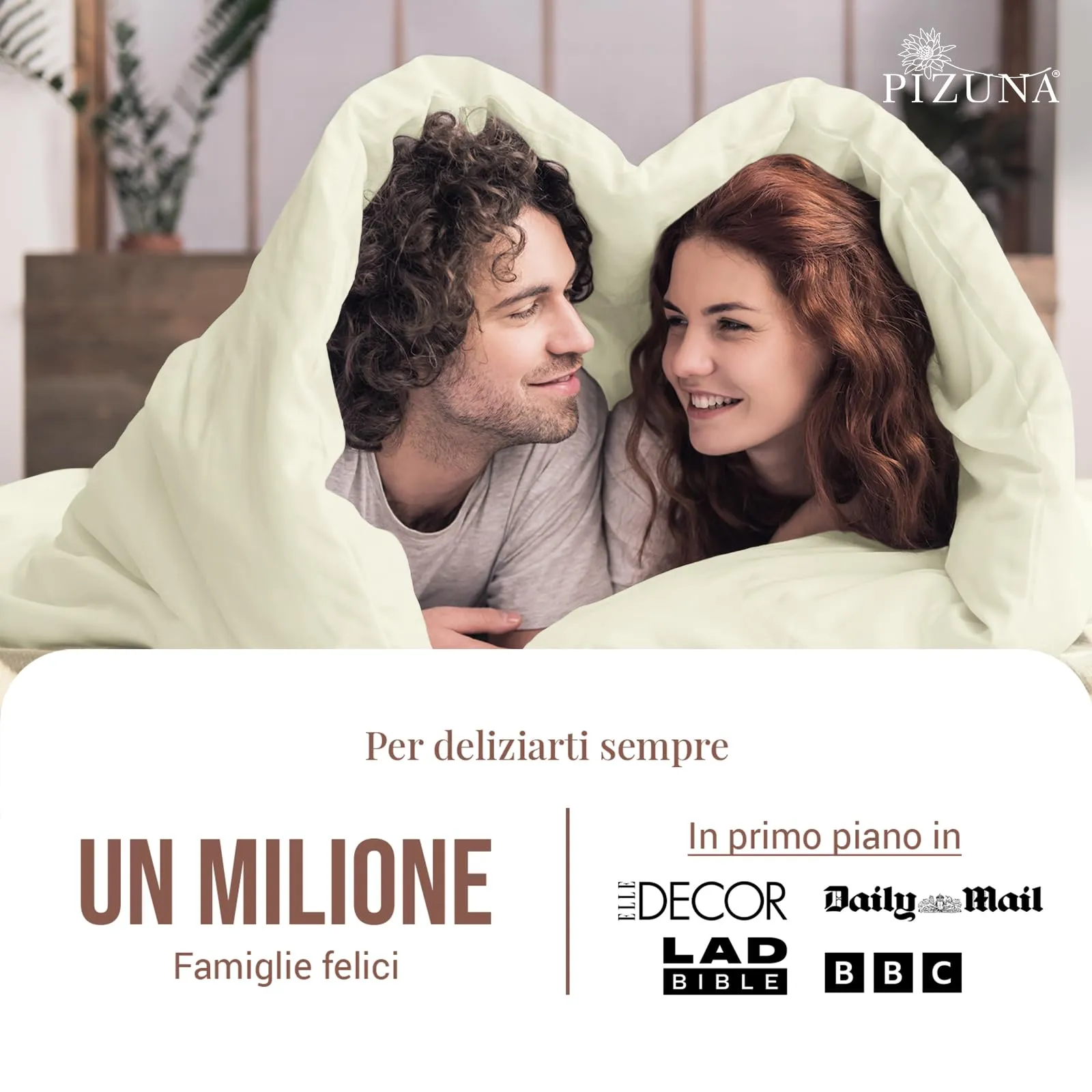 Pizuna Linens Set Copripiumino 200x200 cm Cotone 400 Fili Bianco, 3 Pezzi, Trama Sateen - immagine 4