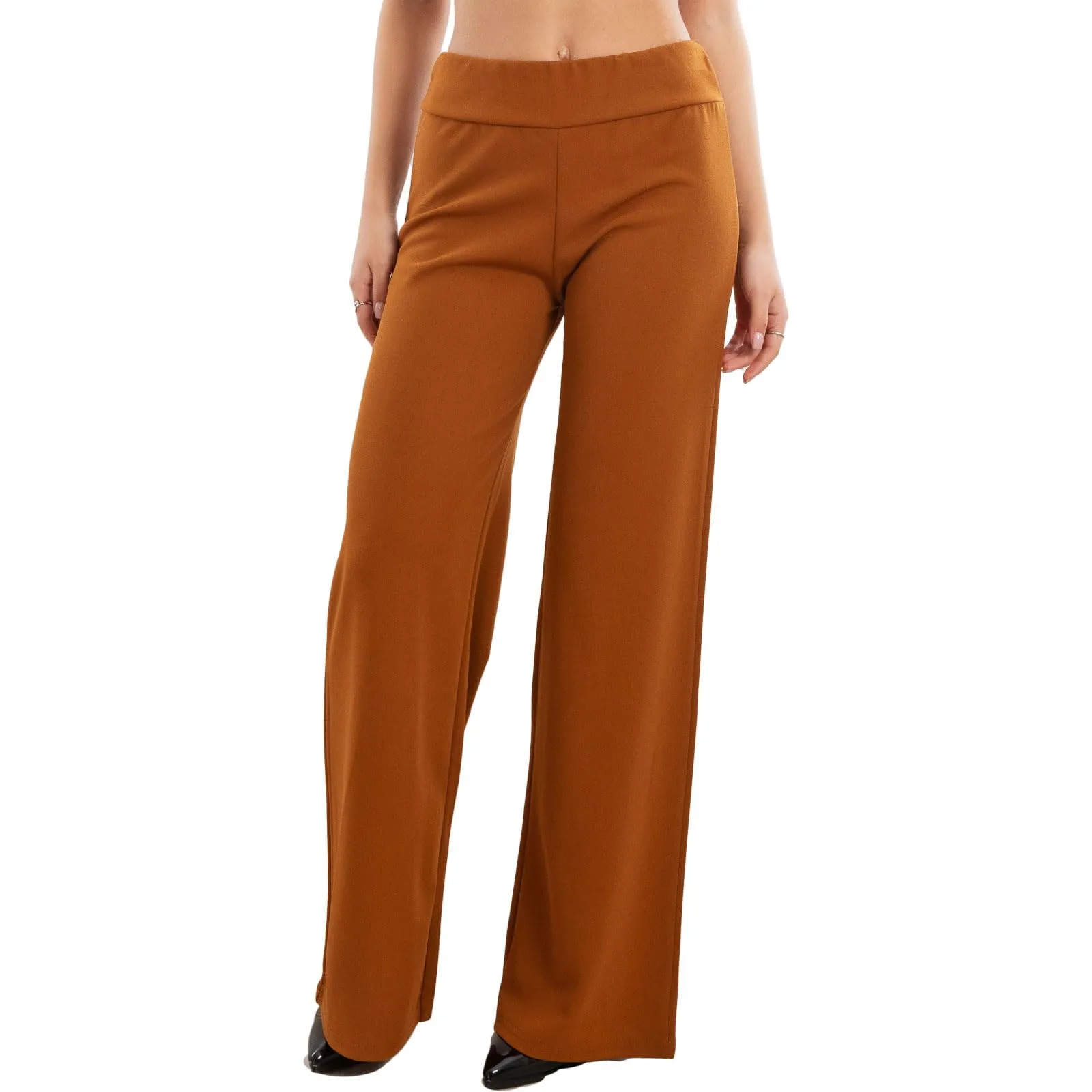 Toocool Pantaloni Donna a Palazzo Basic Elastico in Vita VI-9292 Camel, M - immagine 1