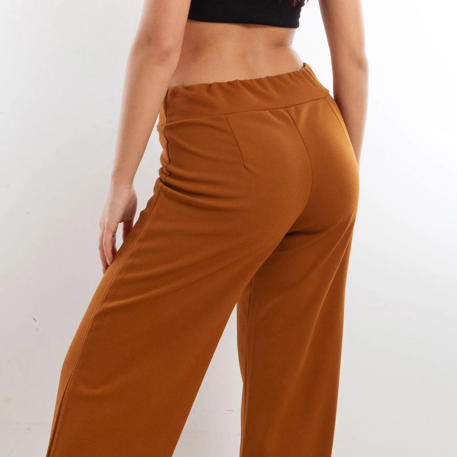 Toocool Pantaloni Donna a Palazzo Basic Elastico in Vita VI-9292 Camel, M - immagine 5
