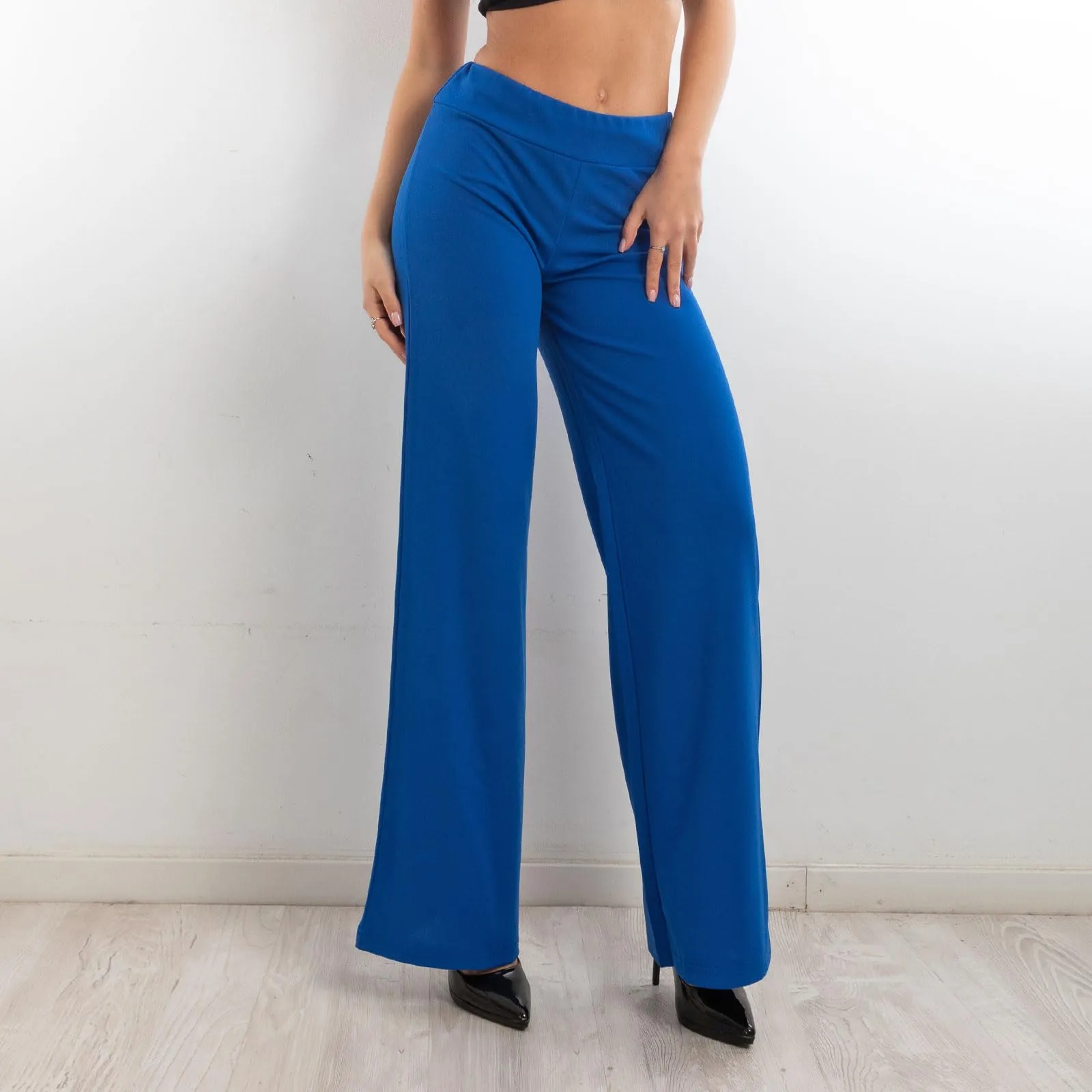 Toocool Pantaloni Donna a Palazzo Basic Elastico in Vita VI-9292, Blu Elettrico, S - immagine 3