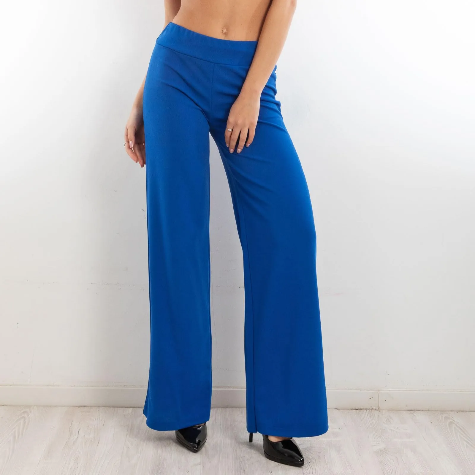 Toocool Pantaloni Donna a Palazzo Basic Elastico in Vita VI-9292, Blu Elettrico, S - immagine 6