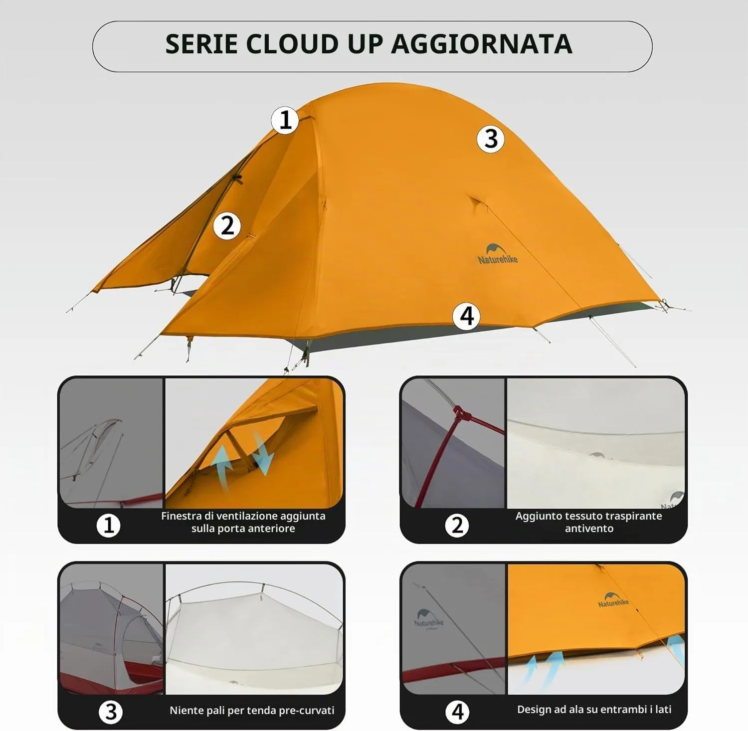 Naturehike Cloud Up 2 Tenda da Campeggio per 2 Persone (Forest Green) - immagine 3