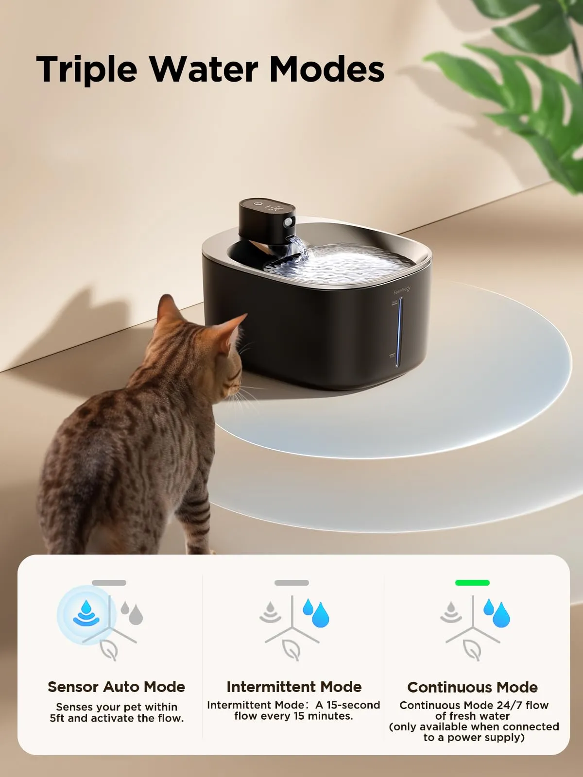 FEELNEEDY Fontanella per Gatti Senza Fili con Sensore di Movimento, 4L - immagine 2