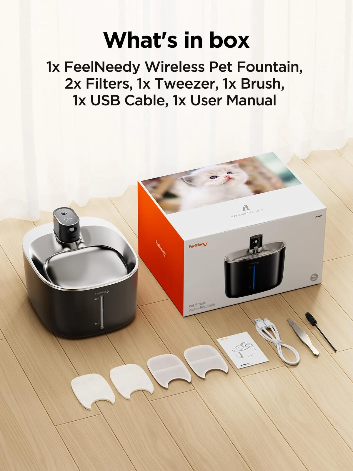 FEELNEEDY Fontanella per Gatti Senza Fili con Sensore di Movimento, 4L - immagine 7