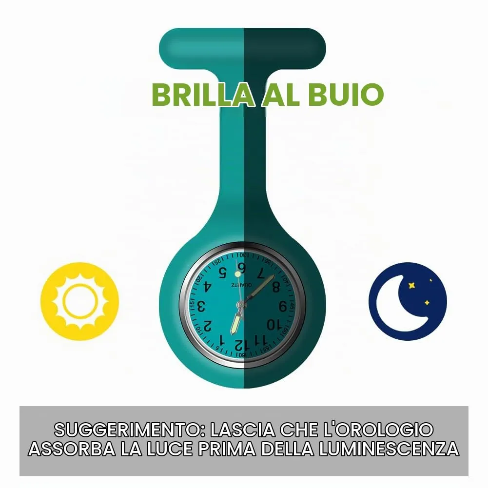 Vicloon Orologio da Infermiere in Silicone con Spilla, Quadrante Rotondo per Medici e Paramedici - immagine 3