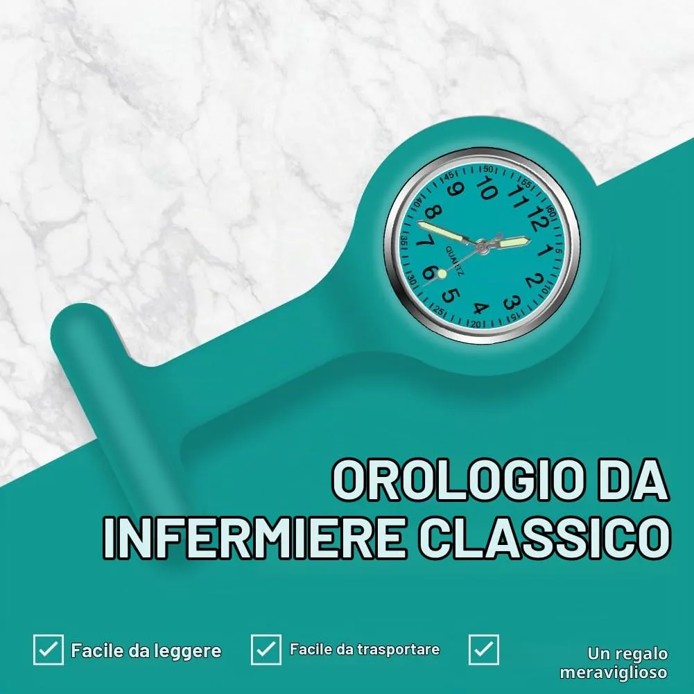 Vicloon Orologio da Infermiere in Silicone con Spilla, Quadrante Rotondo per Medici e Paramedici - immagine 4