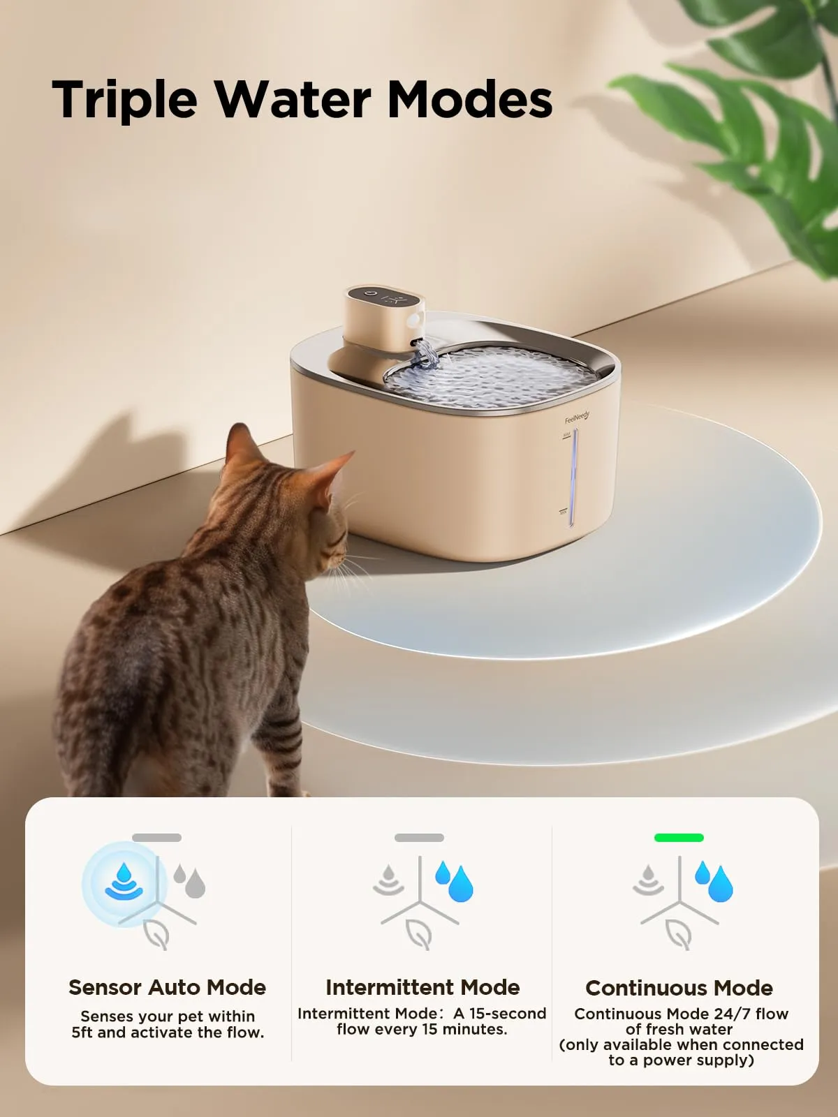 FEELNEEDY Fontanella per Gatti senza Fili con Sensore di Movimento, 4L - immagine 4