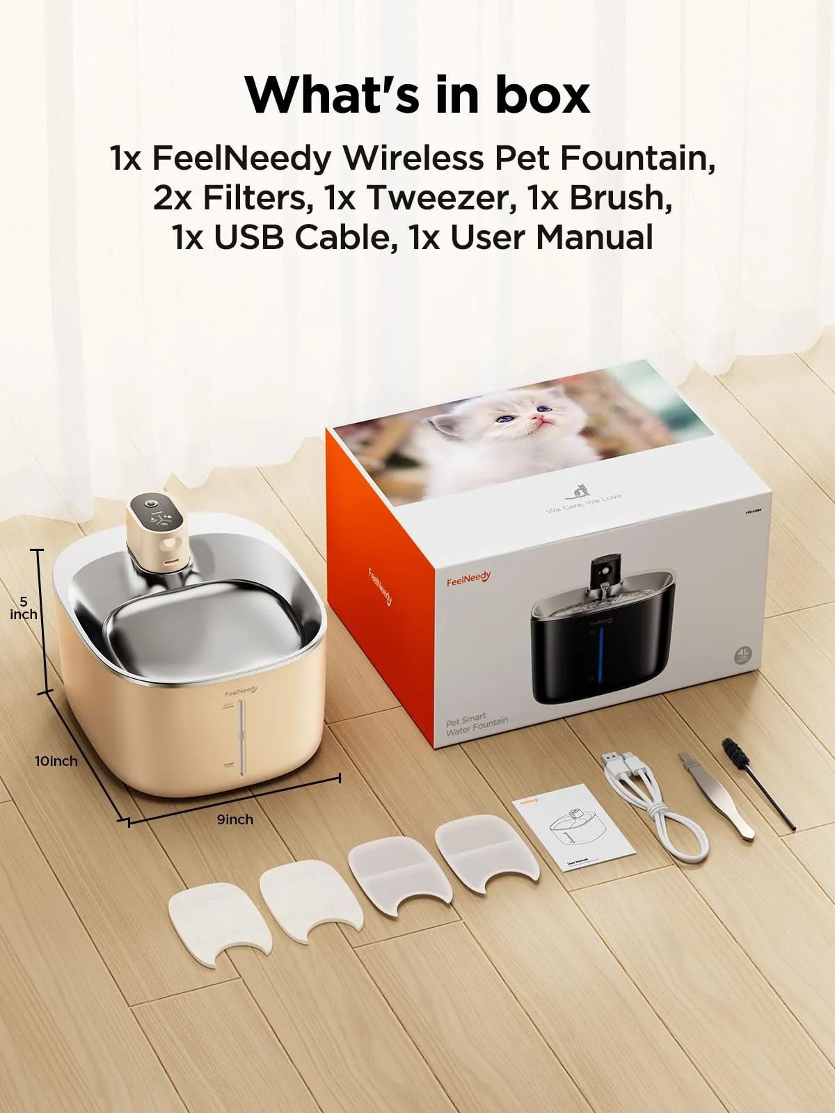 FEELNEEDY Fontanella per Gatti senza Fili con Sensore di Movimento, 4L - immagine 7