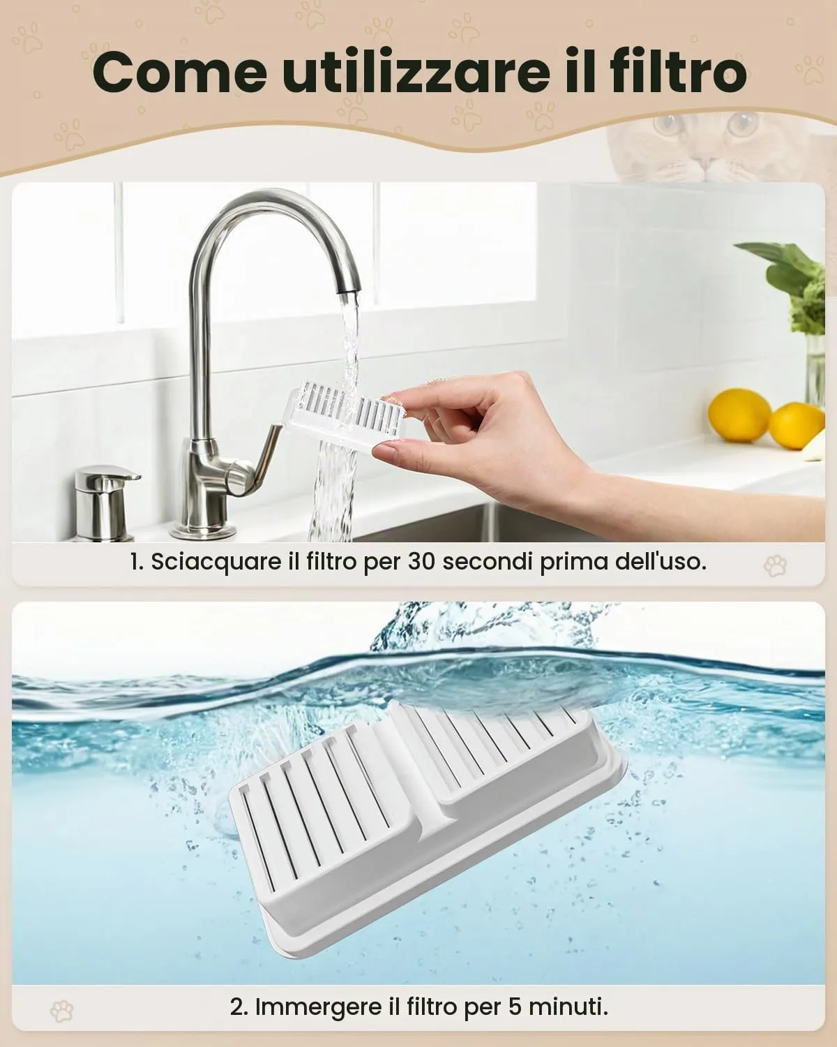 BalimoPet Kit di Filtri per Fontana Gatti 2,6L (6 Filtri a Carbone + 6 Filtri in Schiuma) - immagine 3