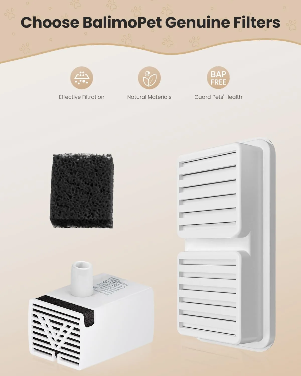 BalimoPet Kit di Filtri per Fontana Gatti 2,6L (6 Filtri a Carbone + 6 Filtri in Schiuma) - immagine 4