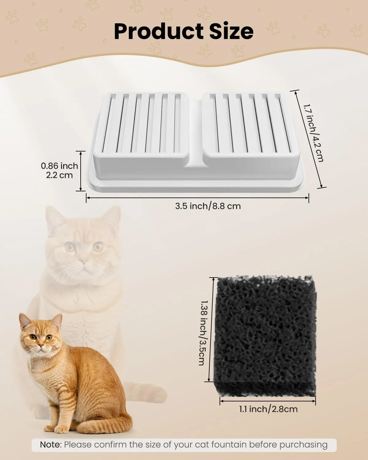 BalimoPet Kit di Filtri per Fontana Gatti 2,6L (6 Filtri a Carbone + 6 Filtri in Schiuma) - immagine 6