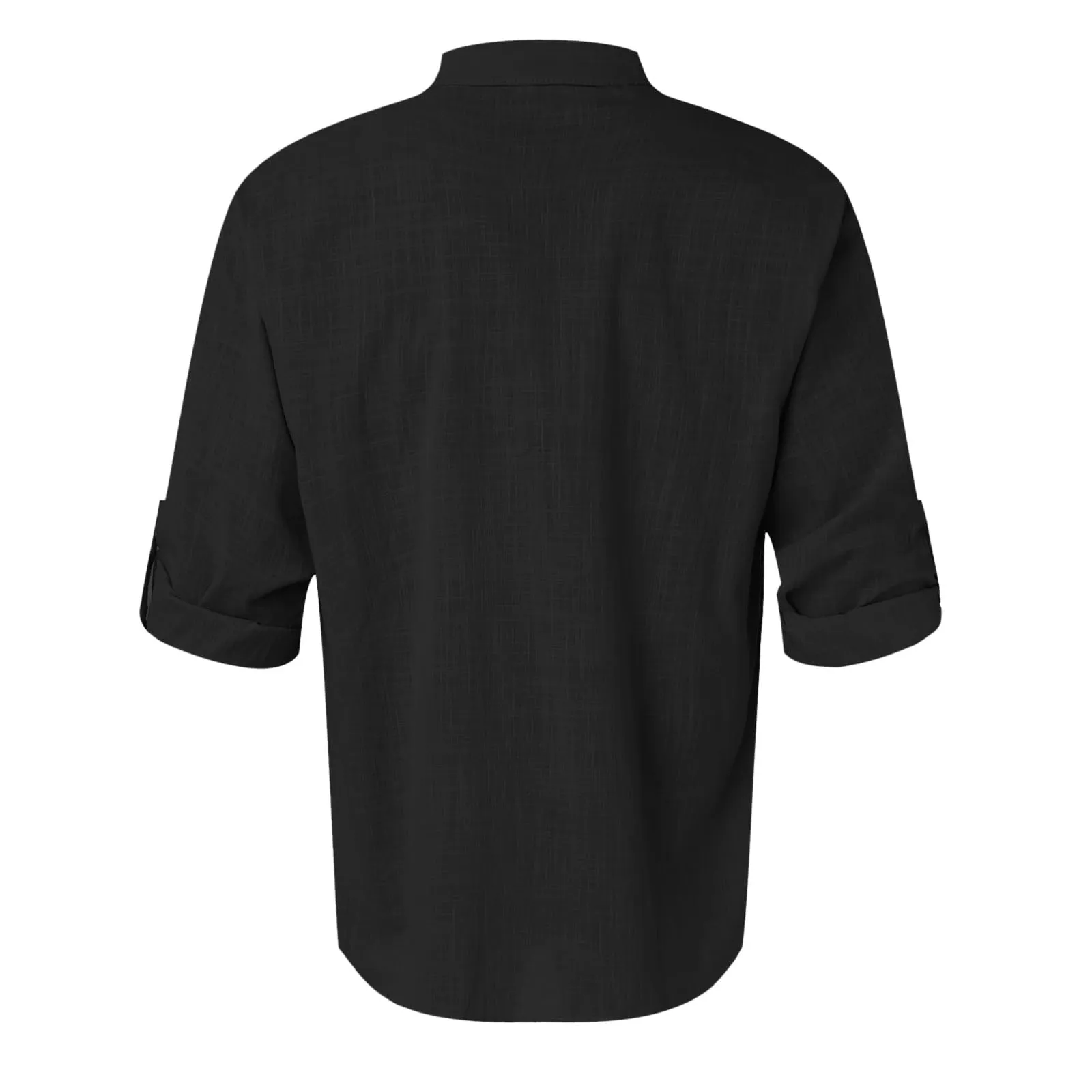 CEWIFO Camicia da Uomo a Maniche Lunghe in Cotone e Lino, Vestibilità Regolare, Nero, 3XL - immagine 4
