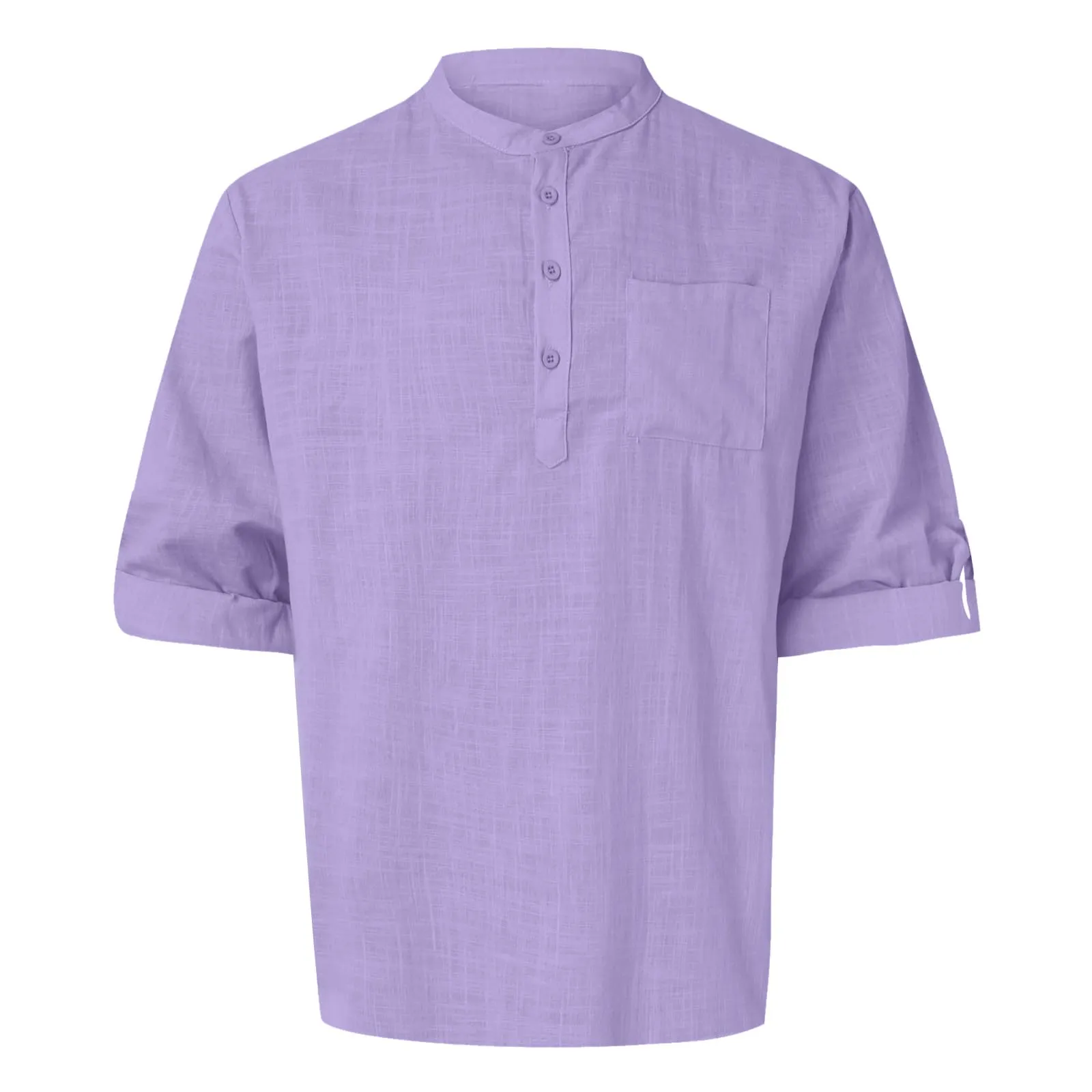 CEWIFO Camicia in Lino e Cotone da Uomo con Cappuccio e Tasca, Maniche Lunghe - immagine 3