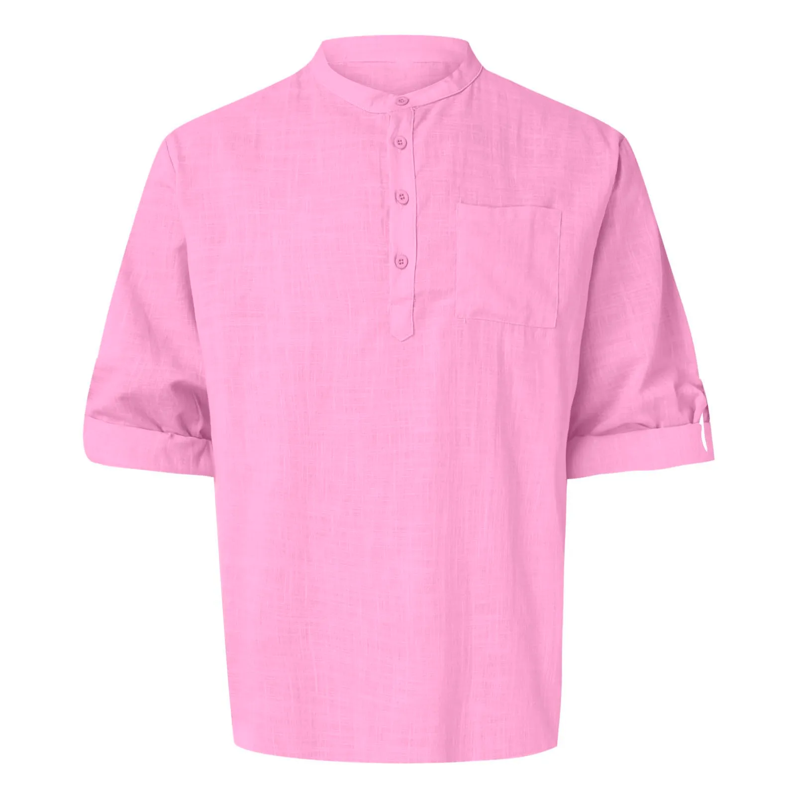 CEWIFO Camicia da Uomo in Cotone e Lino Manica Lunga Estiva Casual Loose Fit - immagine 4